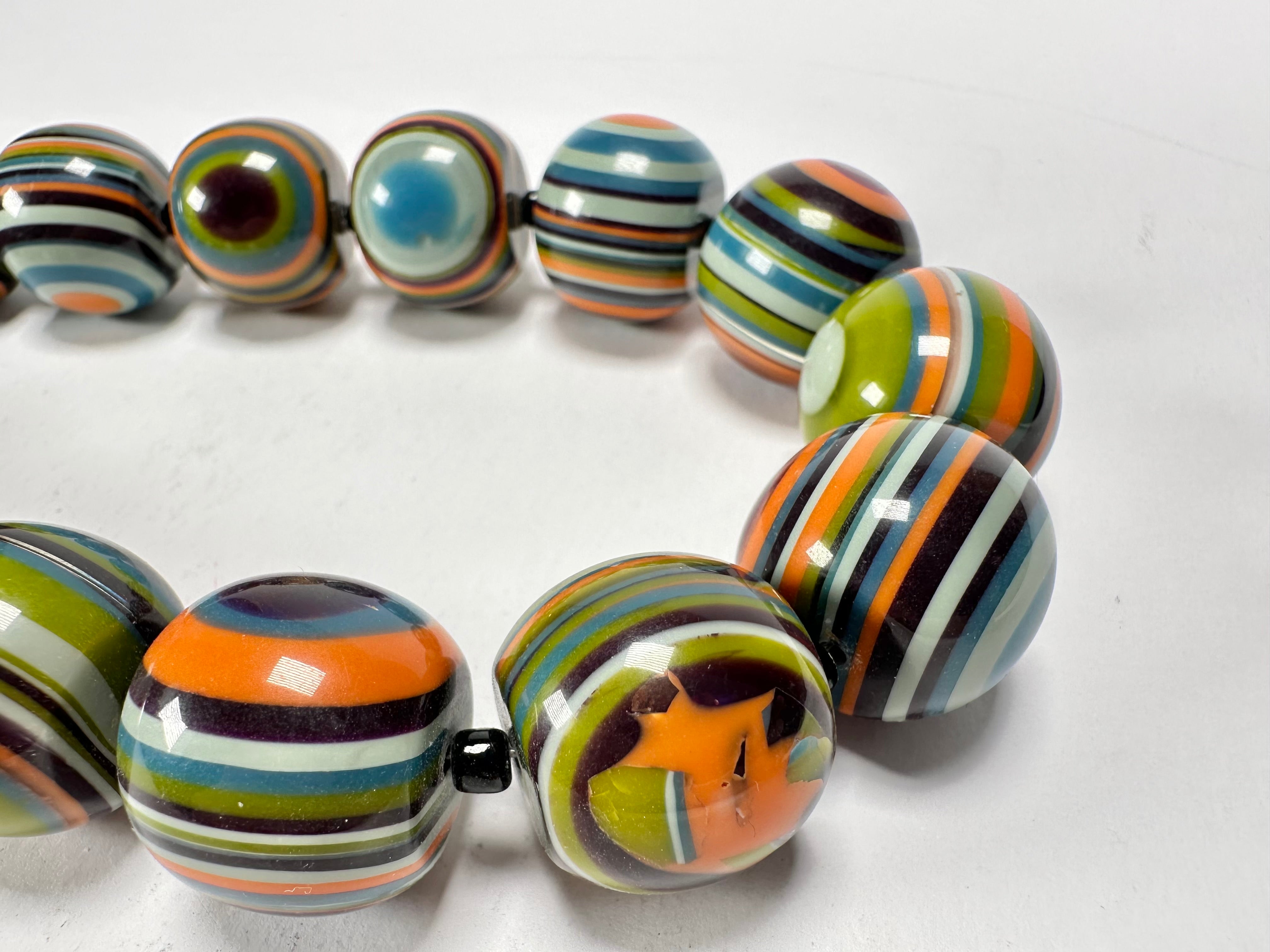 Jackie Brazil "Cat Eyes" Winter Mix Liquorice Balls Resin Necklace 50cm ( N0894 )