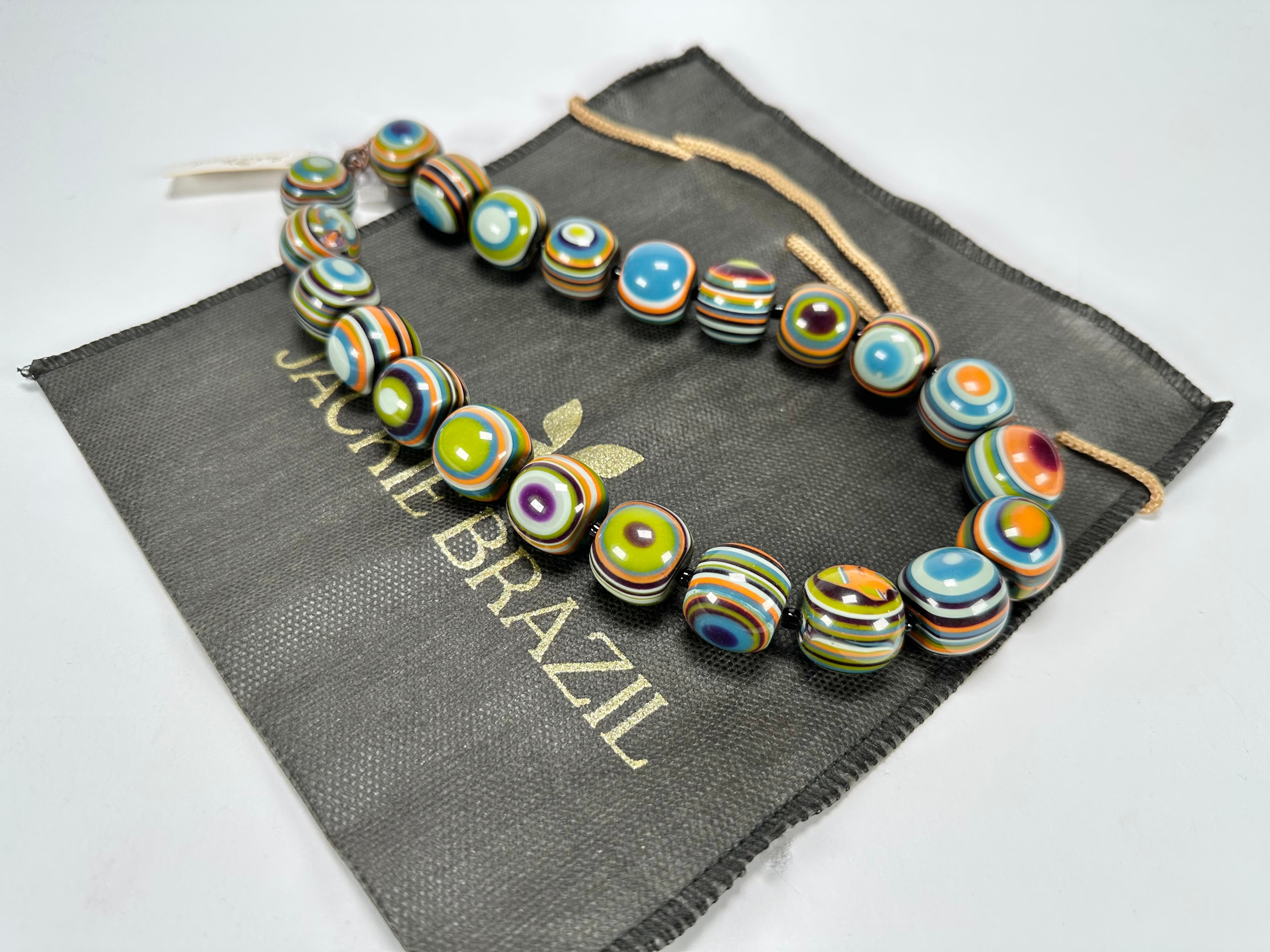 Jackie Brazil "Cat Eyes" Winter Mix Liquorice Balls Resin Necklace 50cm ( N0894 )