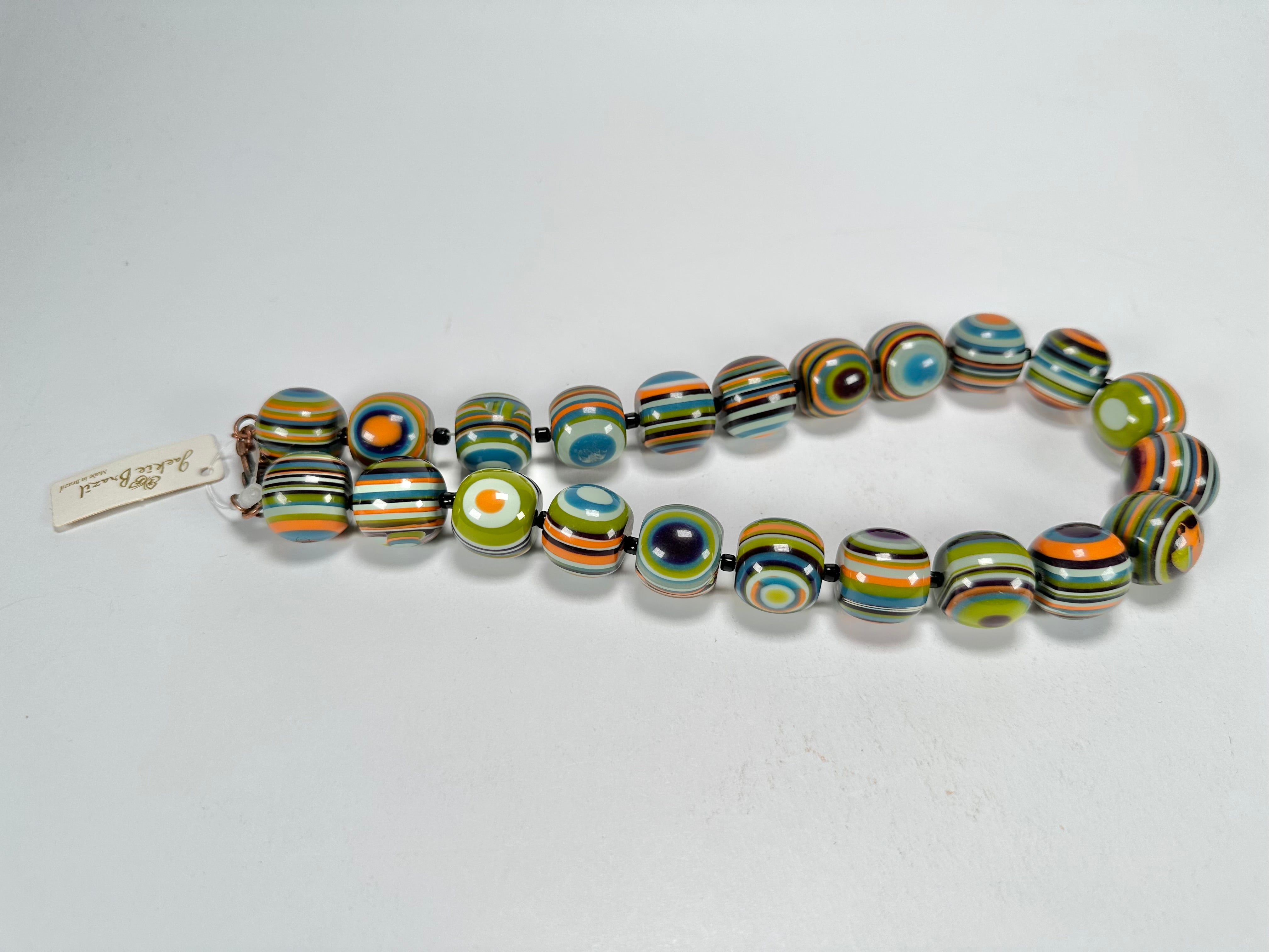 Jackie Brazil "Cat Eyes" Winter Mix Liquorice Balls Resin Necklace 50cm ( N0894 )