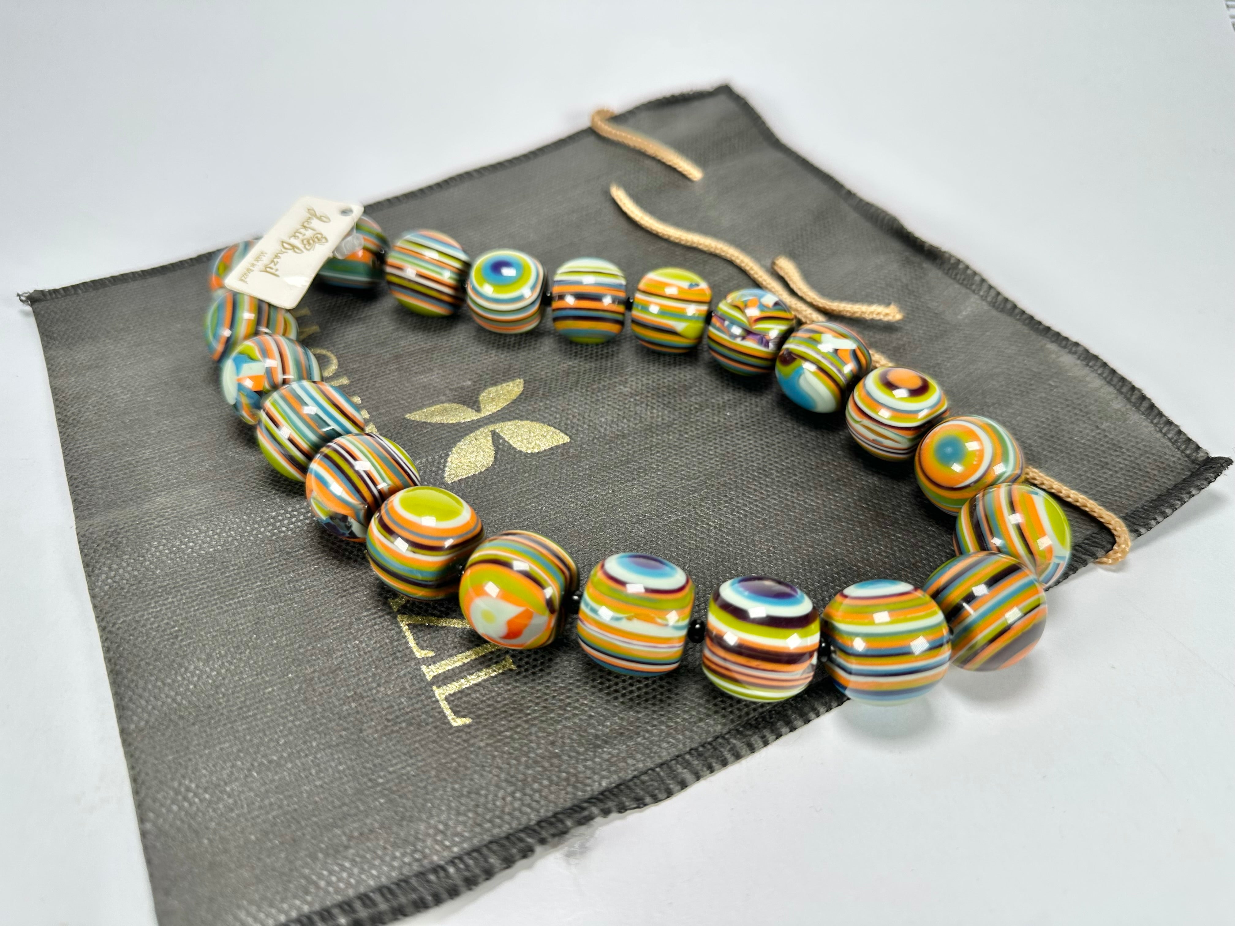 Jackie Brazil "Cat Eyes" Winter Mix Liquorice Balls Resin Necklace 50cm ( N0894 )