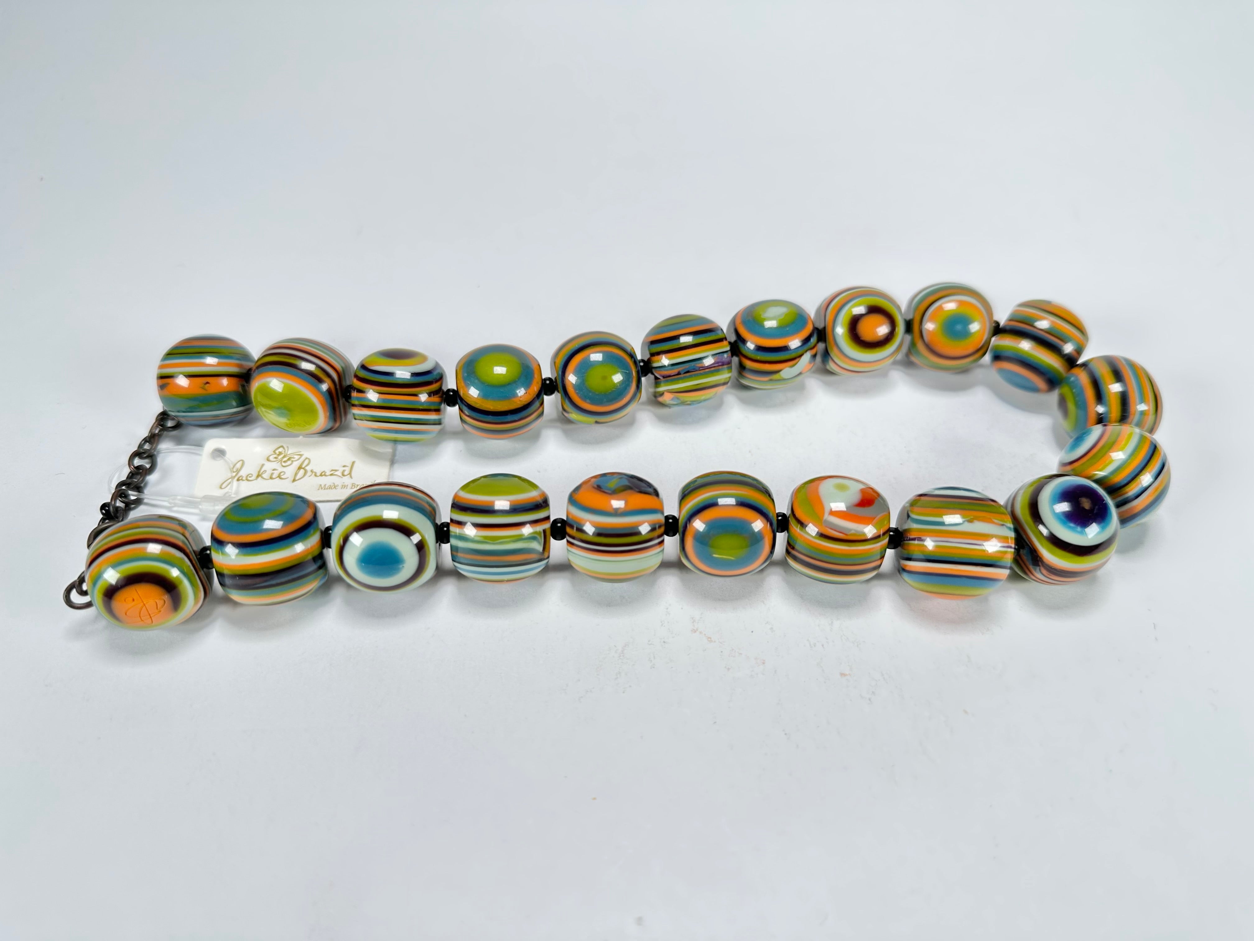 Jackie Brazil "Cat Eyes" Winter Mix Liquorice Balls Resin Necklace 50cm ( N0894 )