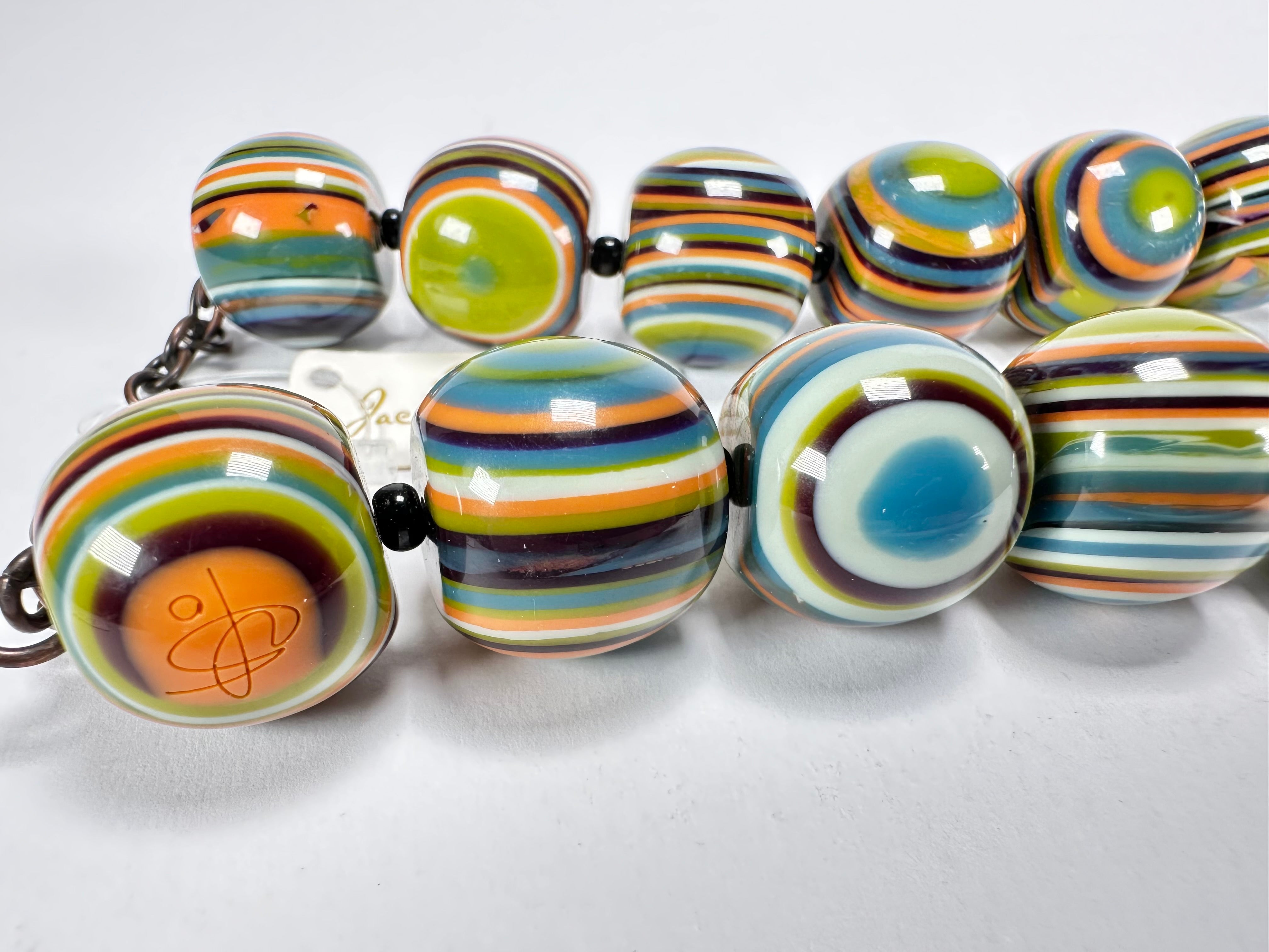 Jackie Brazil "Cat Eyes" Winter Mix Liquorice Balls Resin Necklace 50cm ( N0894 )
