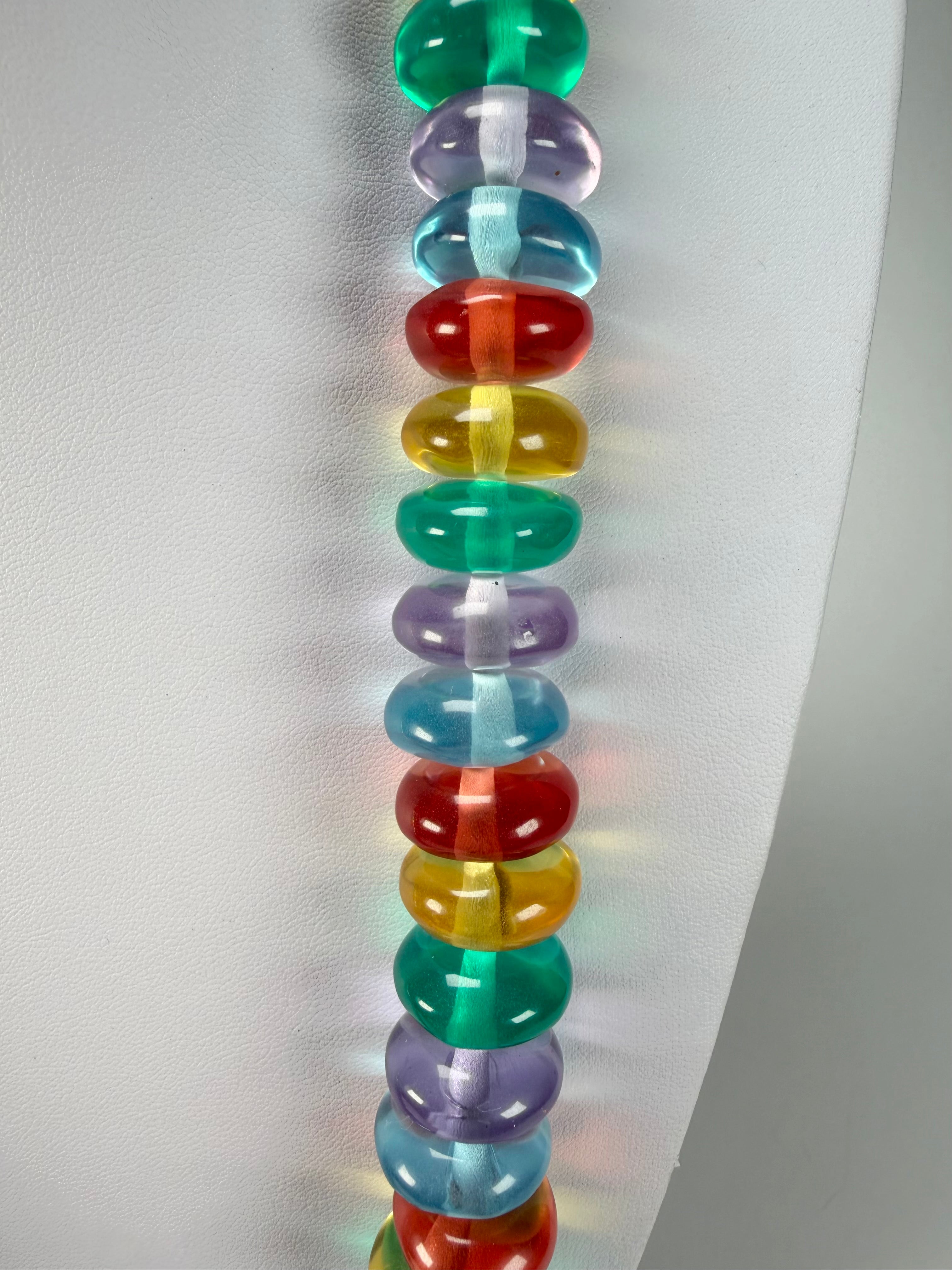 Jackie Brazil "Bela" Transparent Paris Mix Resin Mini Wheels 70cm Necklace ( N0043 )