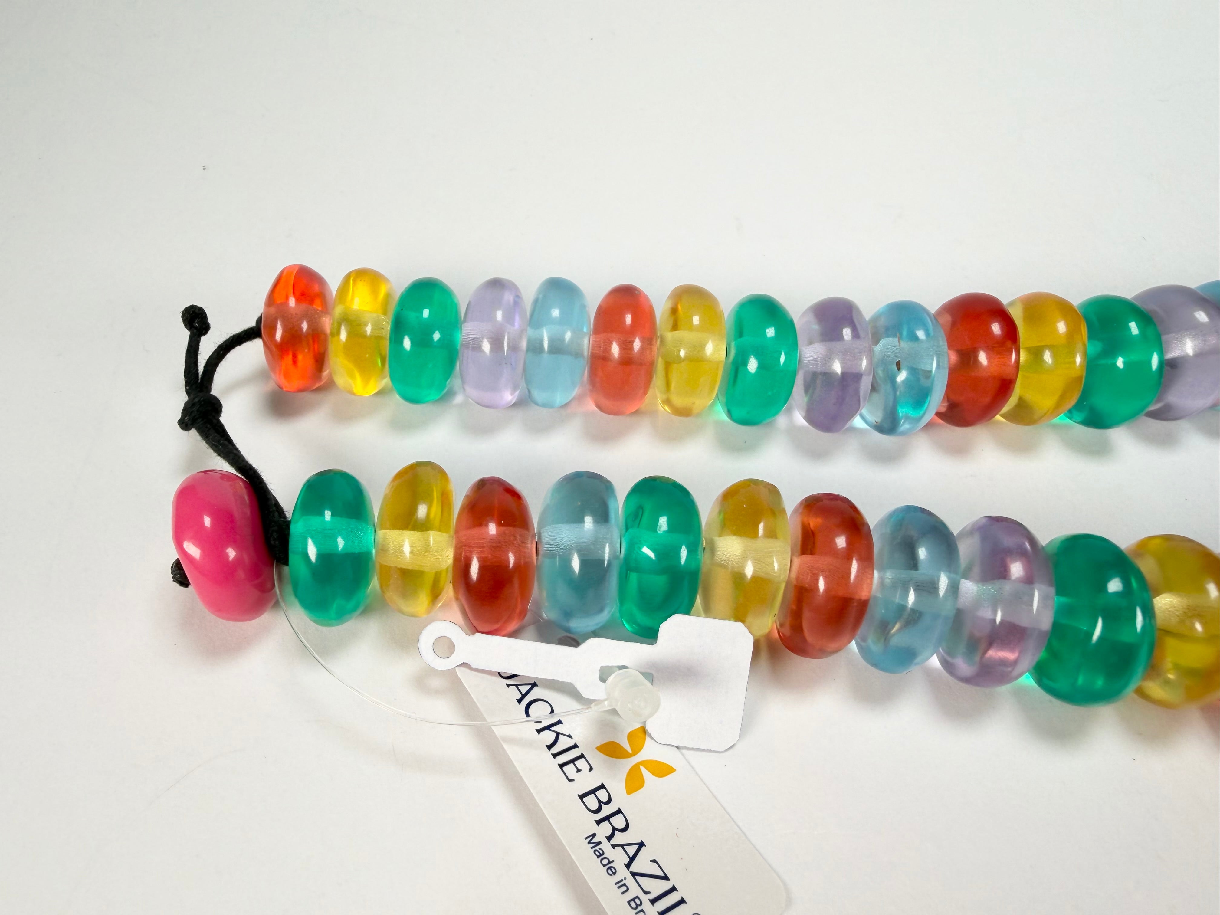 Jackie Brazil "Bela" Transparent Paris Mix Resin Mini Wheels 70cm Necklace ( N0043 )