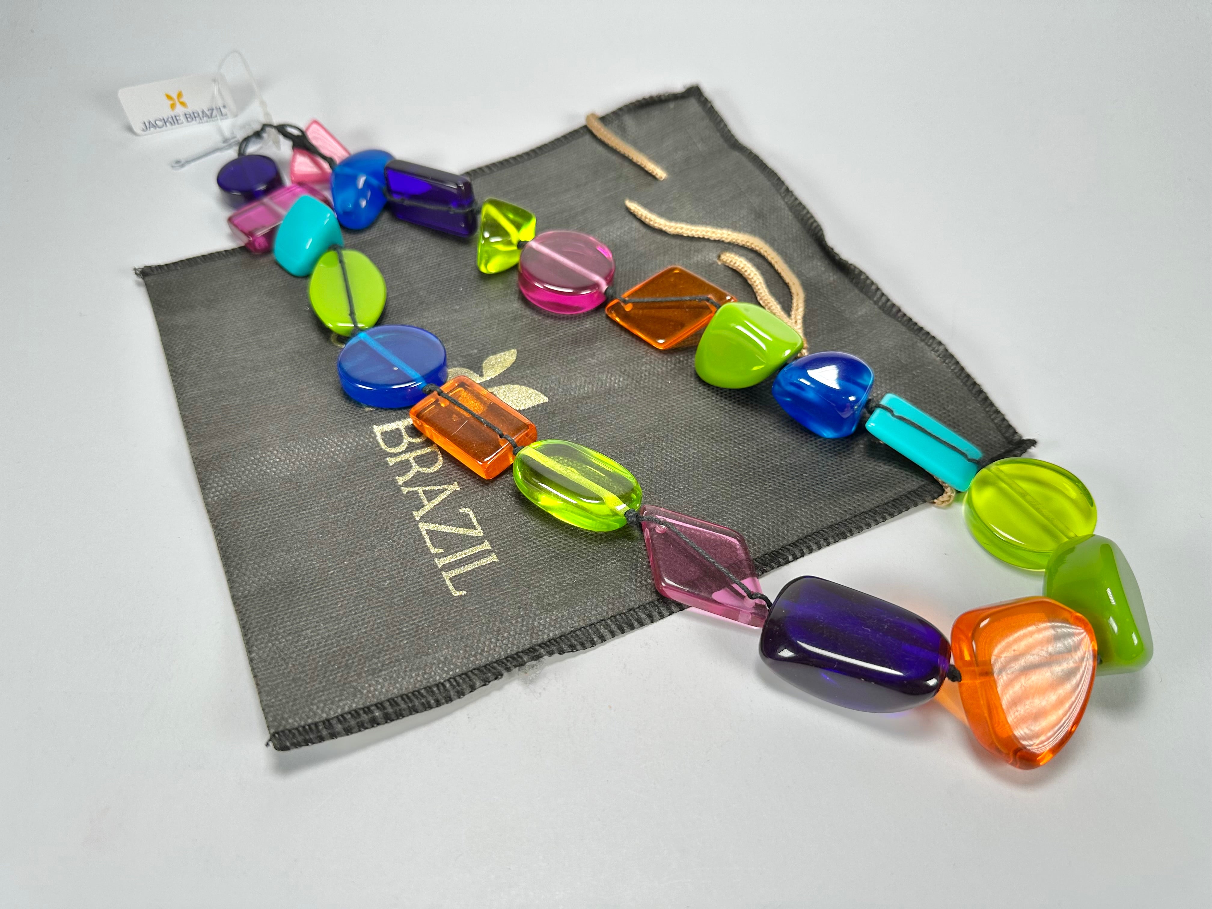 Jackie Brazil "Indiana" Transparent Summer Mix Multi-Bead Medium Resin 70cm Necklace ( N0033 )