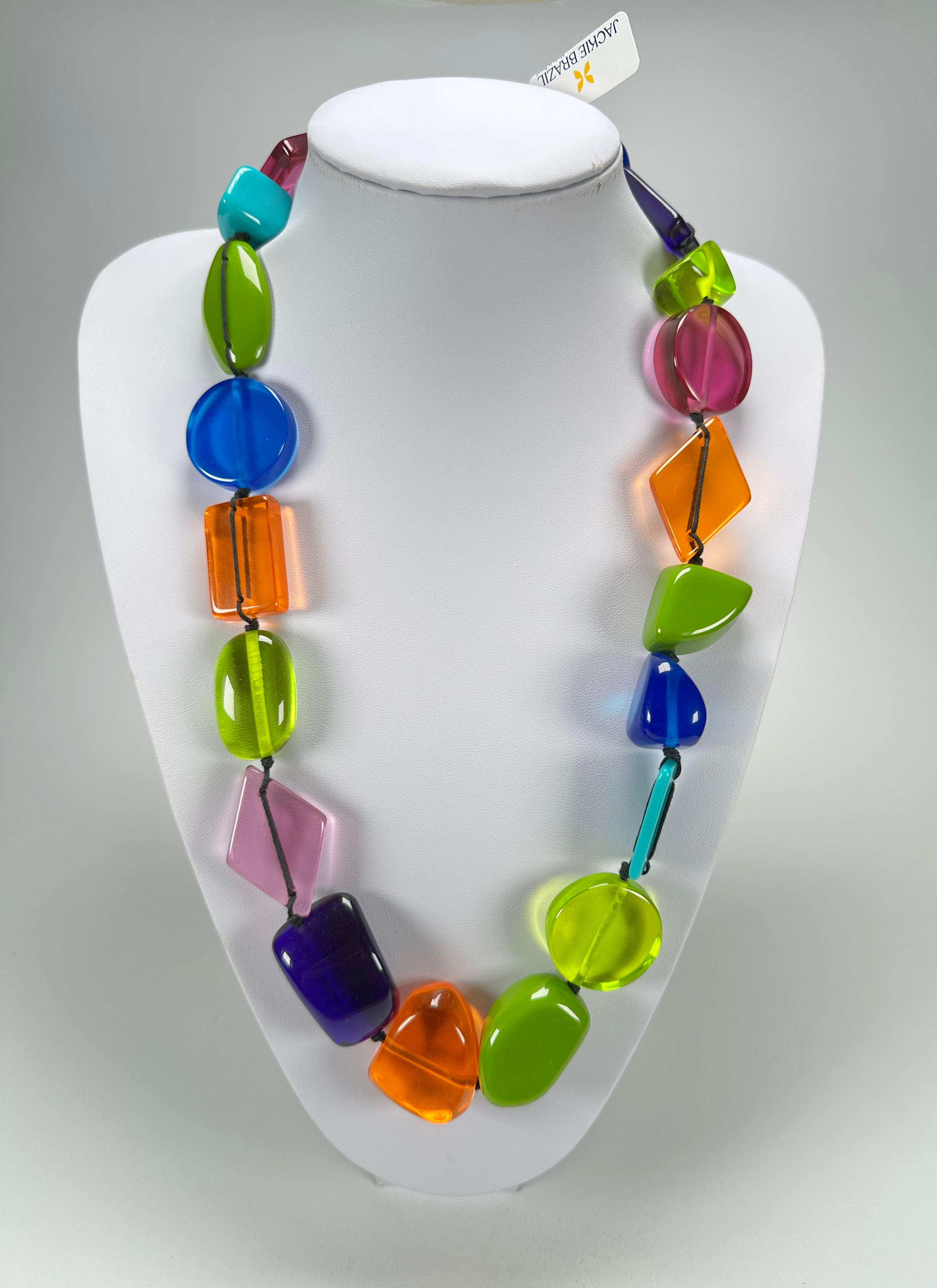 Jackie Brazil "Indiana" Transparent Summer Mix Multi-Bead Medium Resin 70cm Necklace ( N0033 )