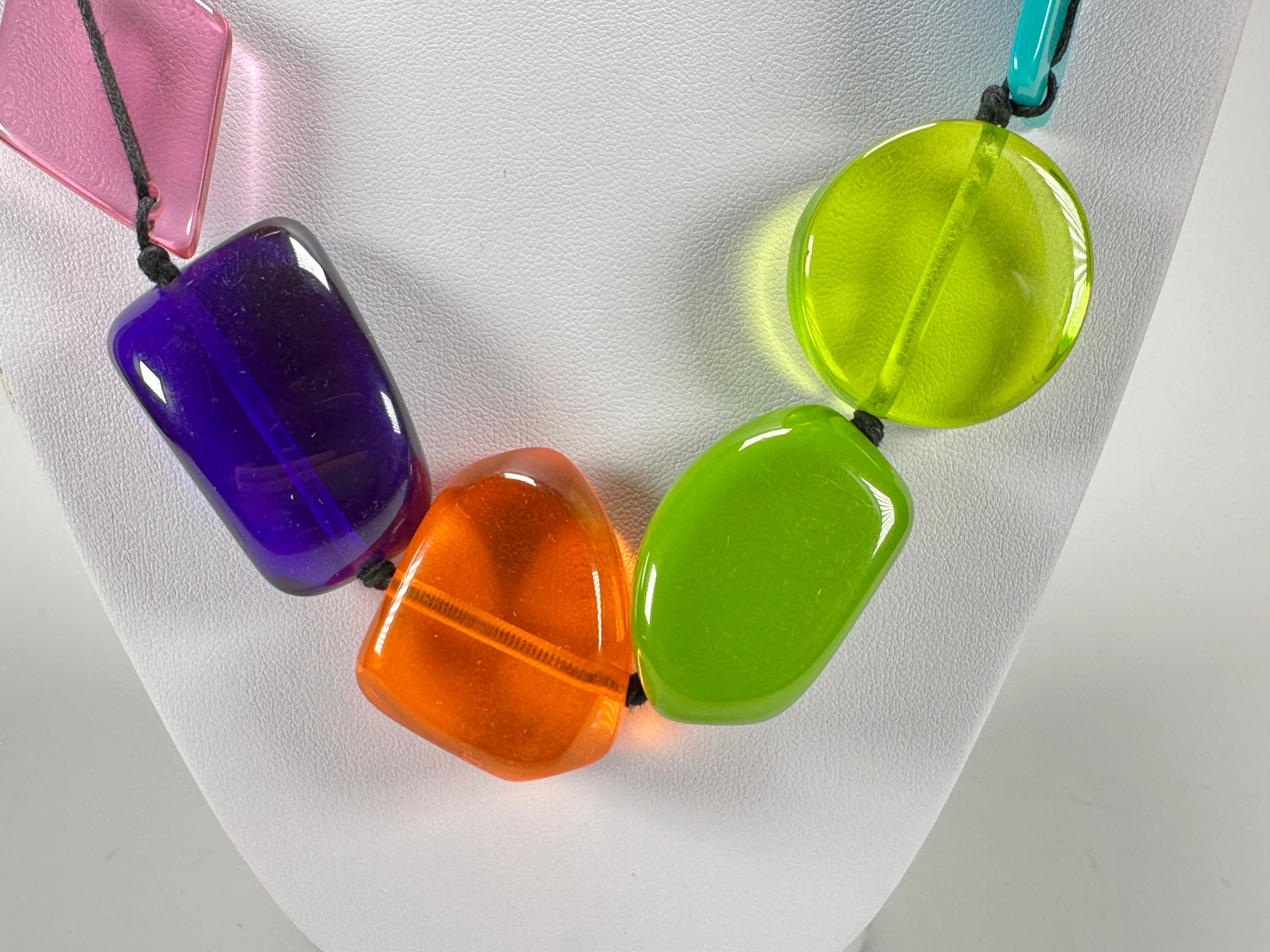 Jackie Brazil "Indiana" Transparent Summer Mix Multi-Bead Medium Resin 70cm Necklace ( N0033 )