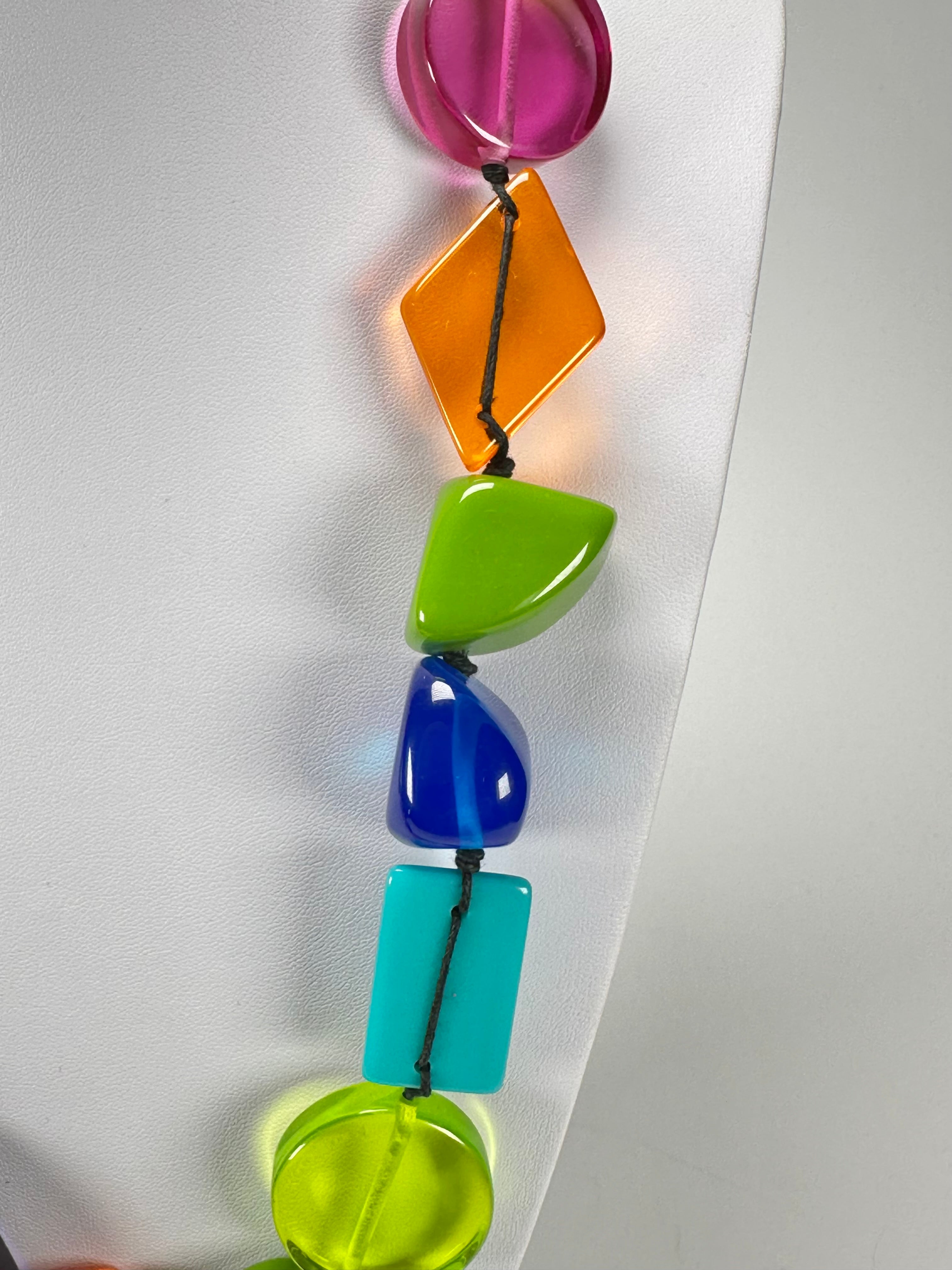 Jackie Brazil "Indiana" Transparent Summer Mix Multi-Bead Medium Resin 70cm Necklace ( N0033 )