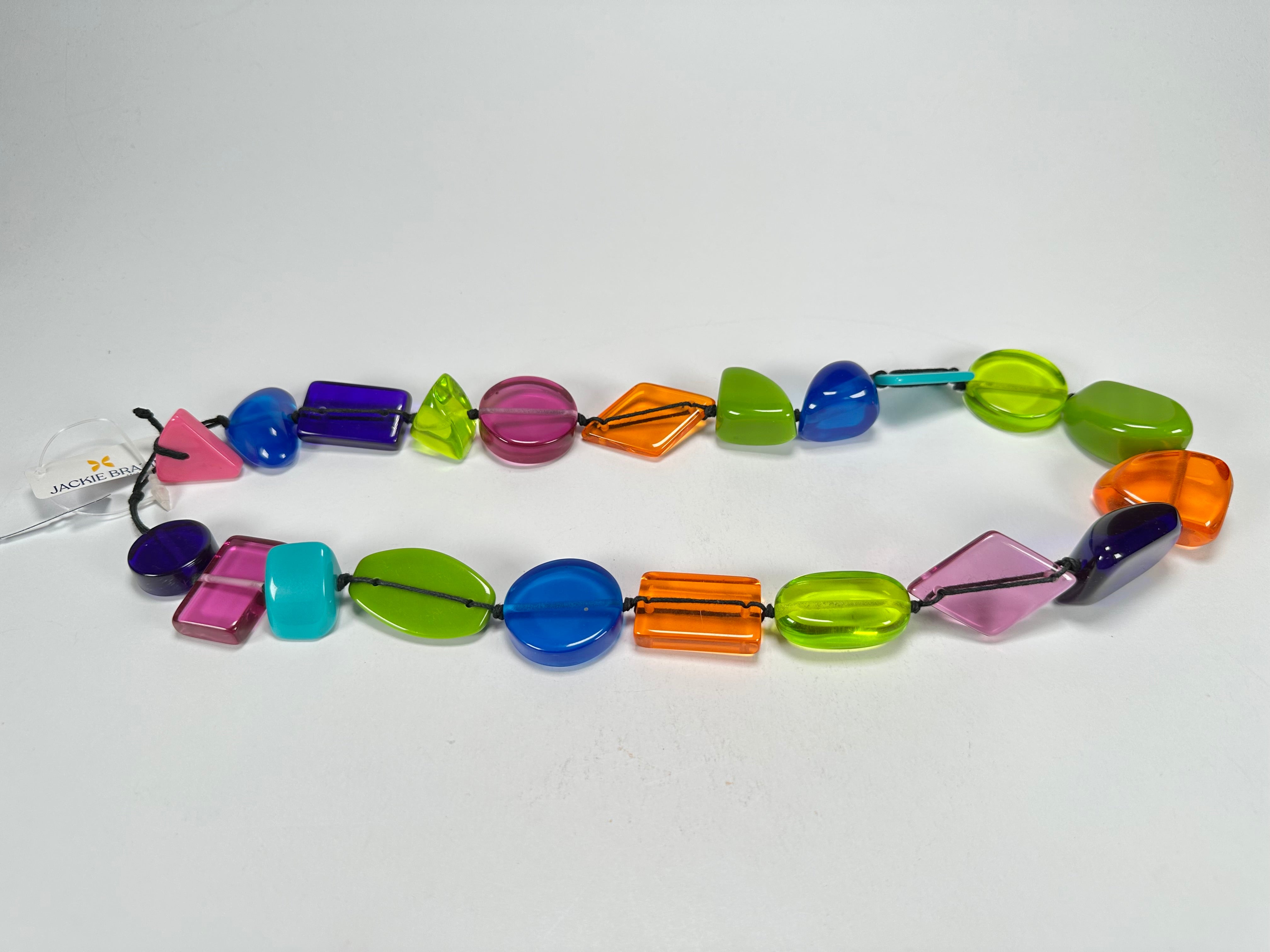 Jackie Brazil "Indiana" Transparent Summer Mix Multi-Bead Medium Resin 70cm Necklace ( N0033 )