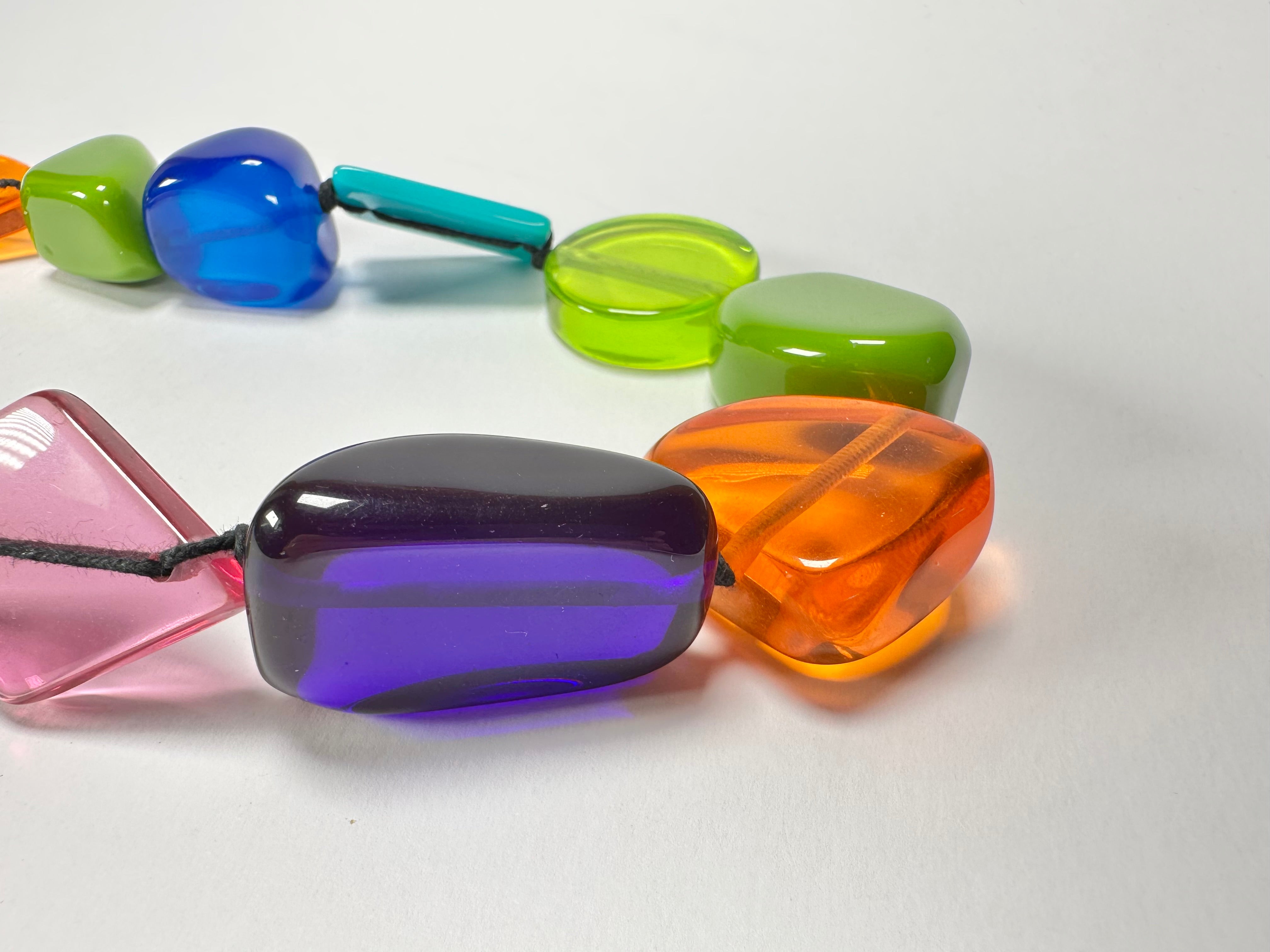 Jackie Brazil "Indiana" Transparent Summer Mix Multi-Bead Medium Resin 70cm Necklace ( N0033 )