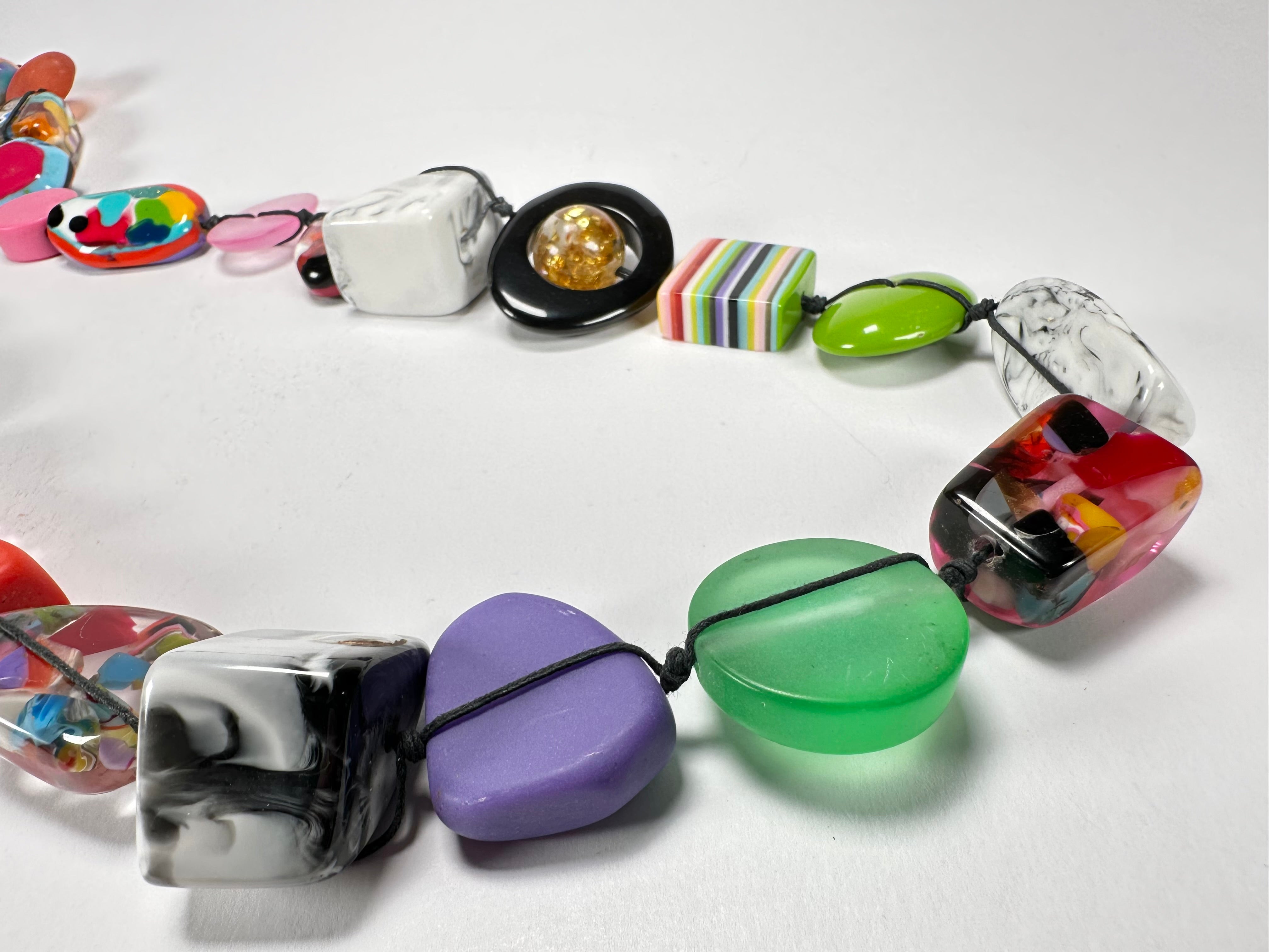 Jackie Brazil "Indiana" Mix Colours Multi-Bead Long Resin 110cm Necklace ( N0038 )