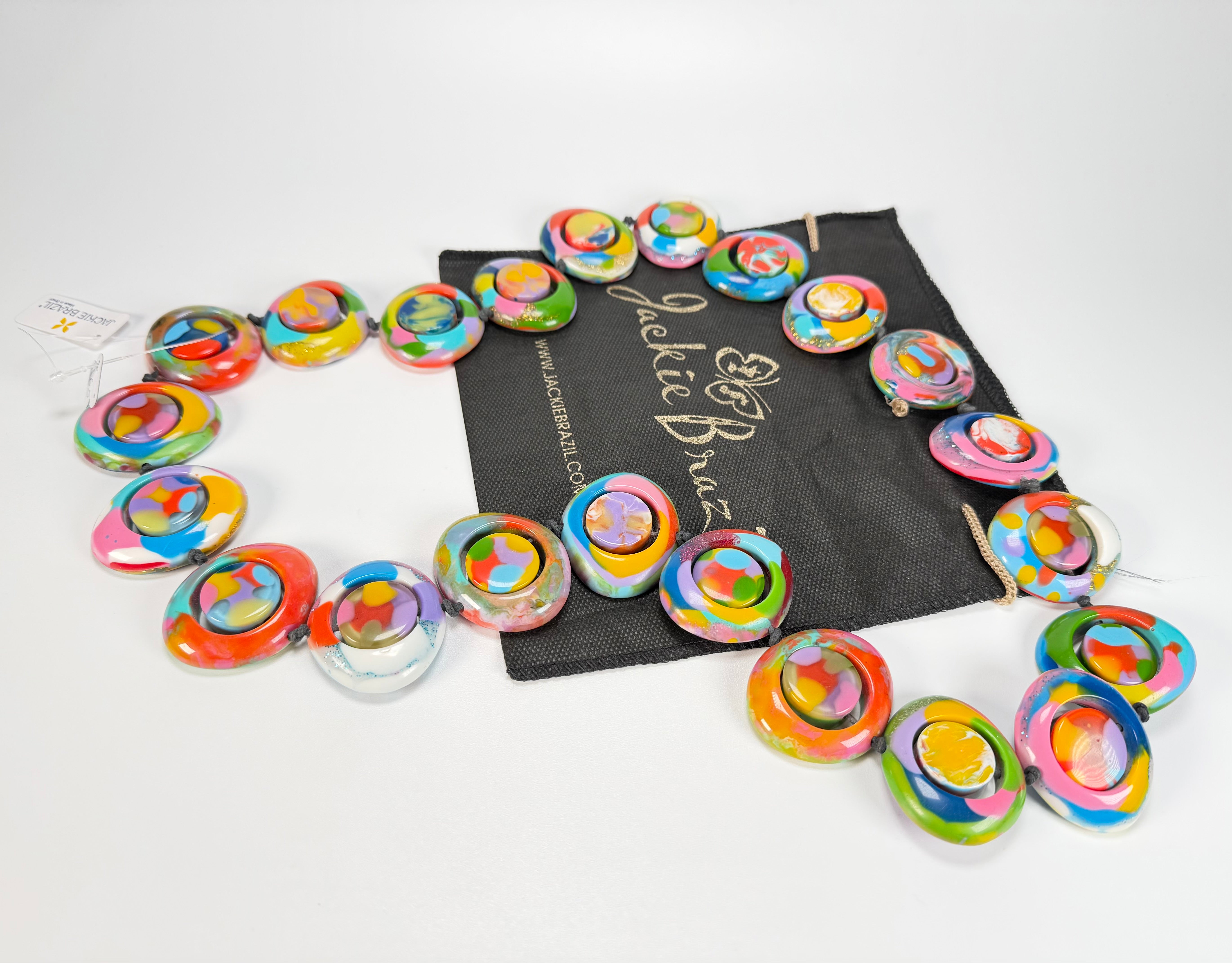Jackie Brazil "Saturn" Kandinsky Disc & Cylinder Long 75cm Necklace ( N0065 )