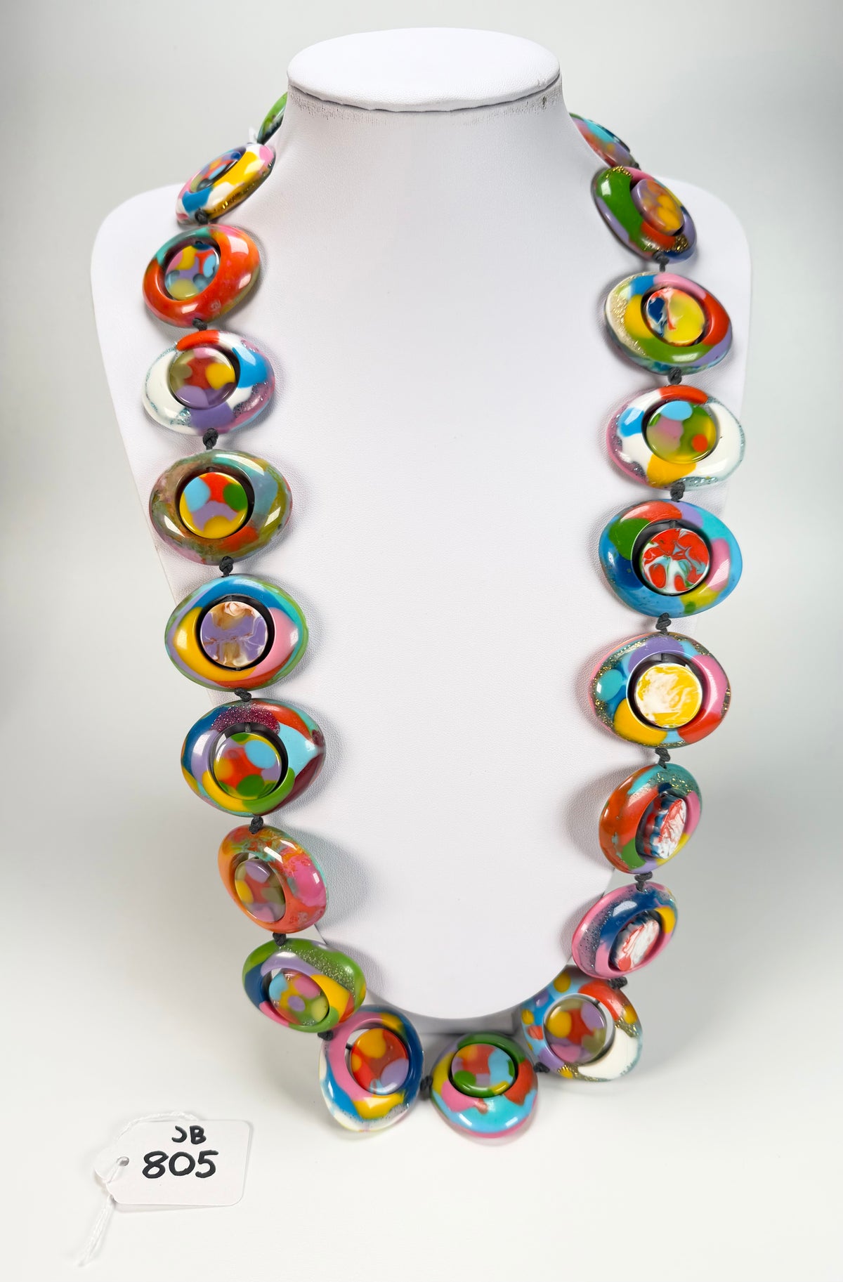 Jackie Brazil "Saturn" Kandinsky Disc & Cylinder Long 75cm Necklace ( N0065 )