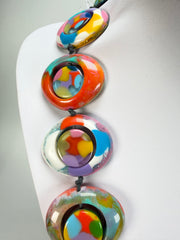 Jackie Brazil "Saturn" Kandinsky Disc & Cylinder Long 75cm Necklace ( N0065 )