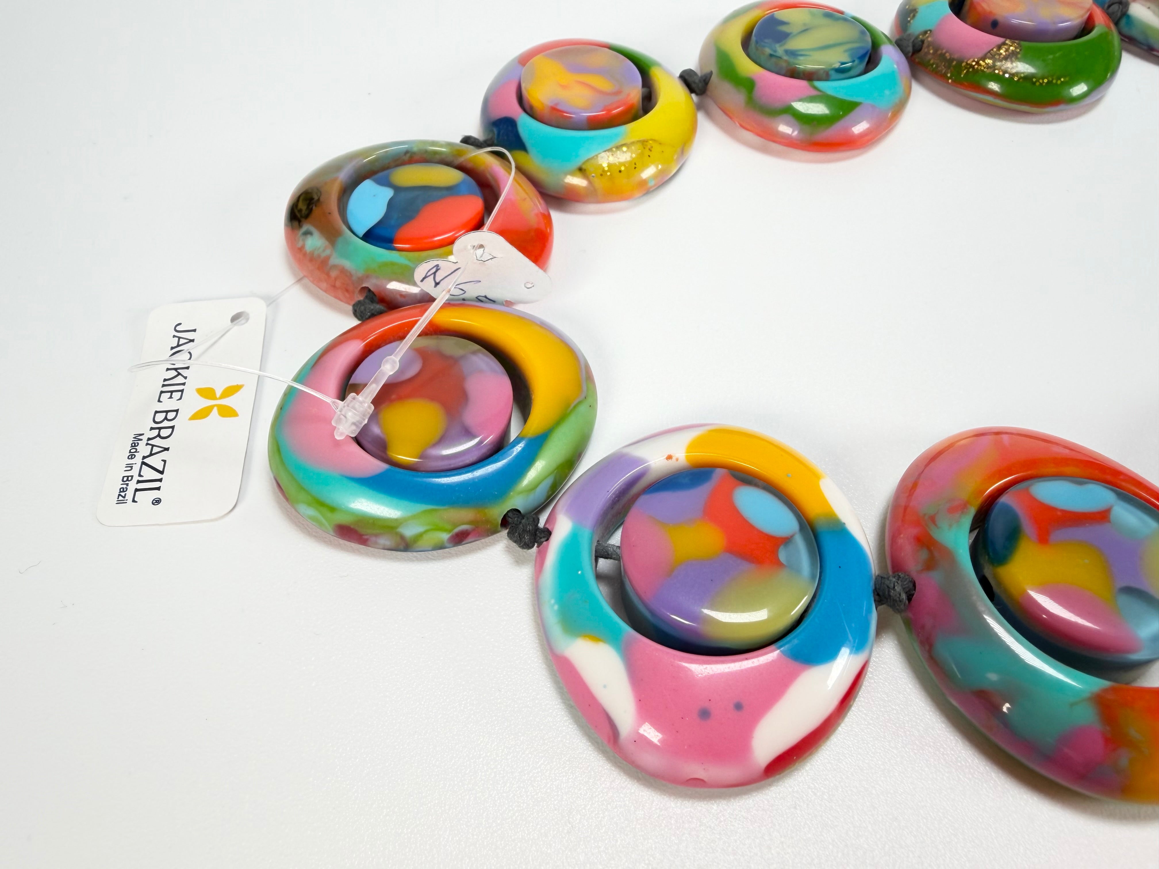 Jackie Brazil "Saturn" Kandinsky Disc & Cylinder Long 75cm Necklace ( N0065 )