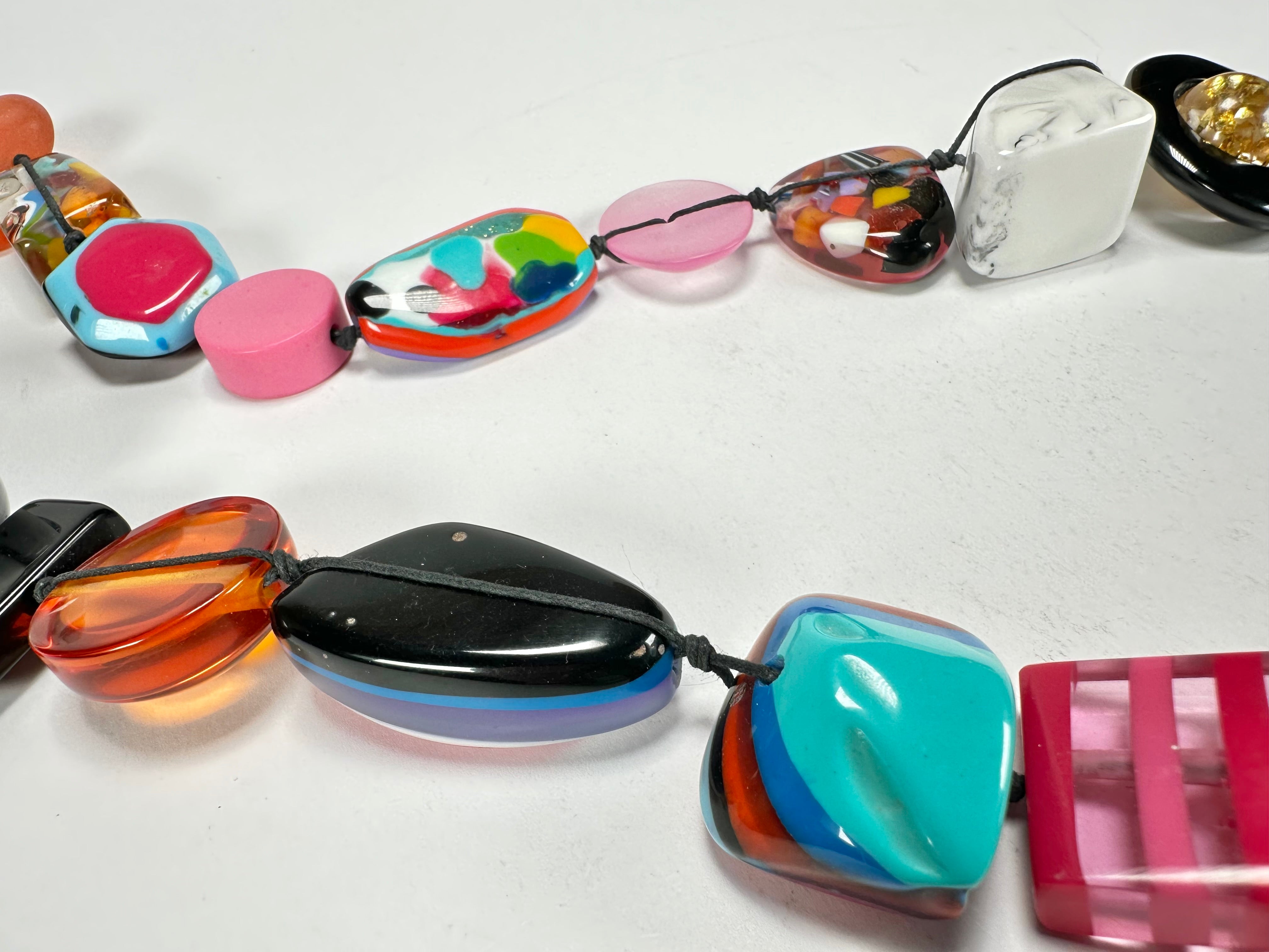 Jackie Brazil "Indiana" Mix Colours Multi-Bead Long Resin 110cm Necklace ( N0038 )