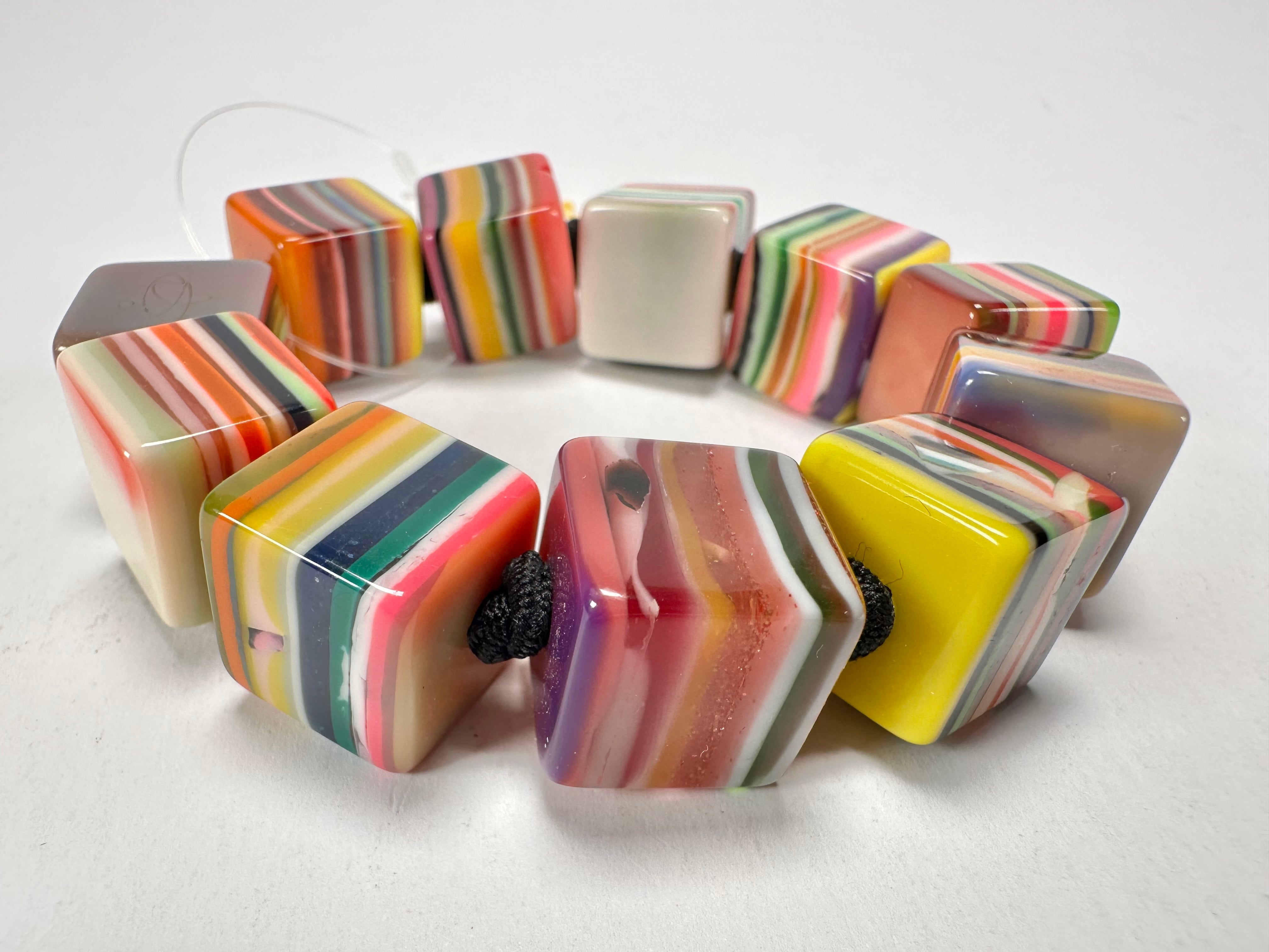 Jackie Brazil "POP" Liquorice Mix Colours Small Cubes Bracelet ( B0224 )