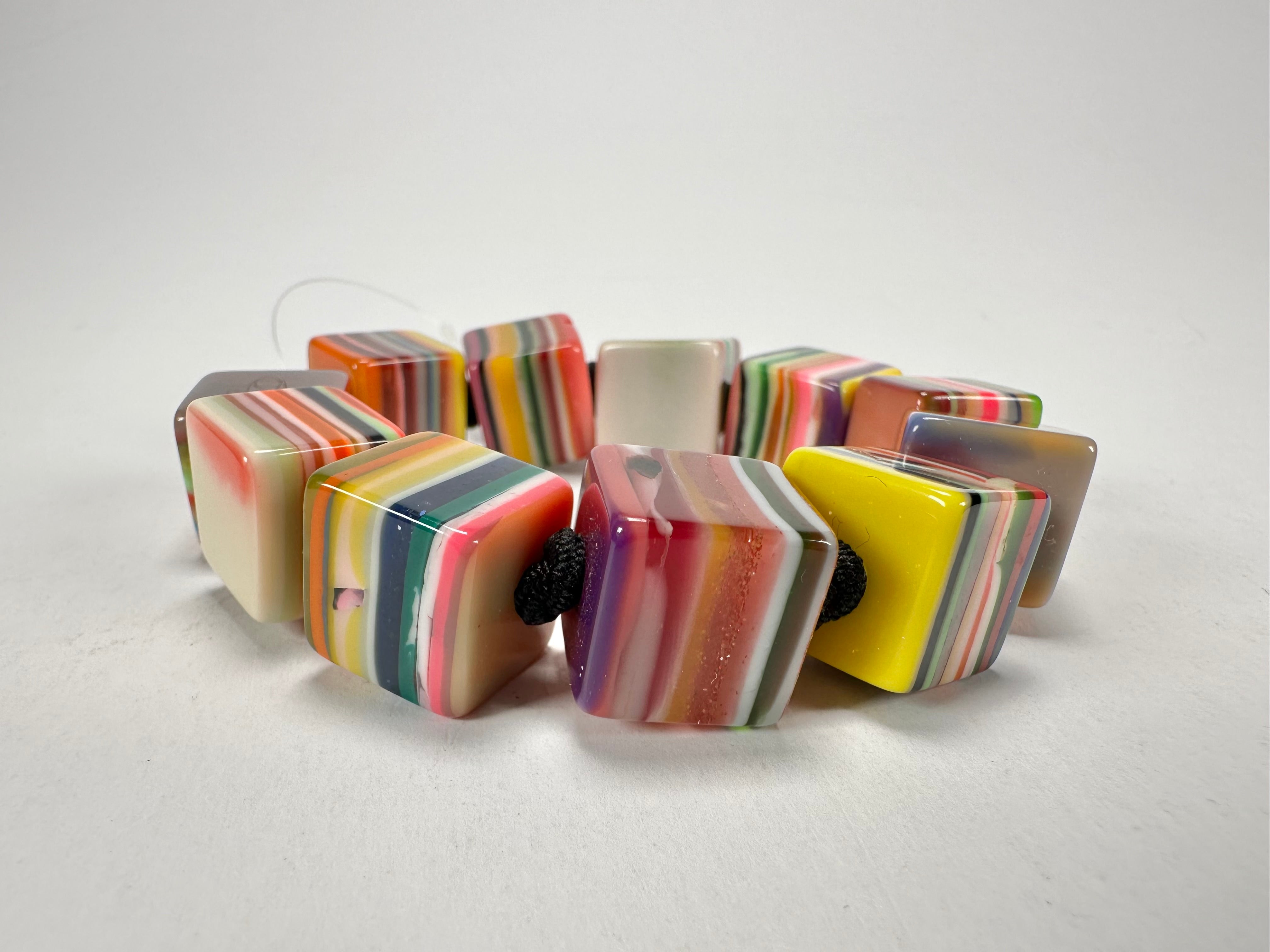 Jackie Brazil "POP" Liquorice Mix Colours Small Cubes Bracelet ( B0224 )