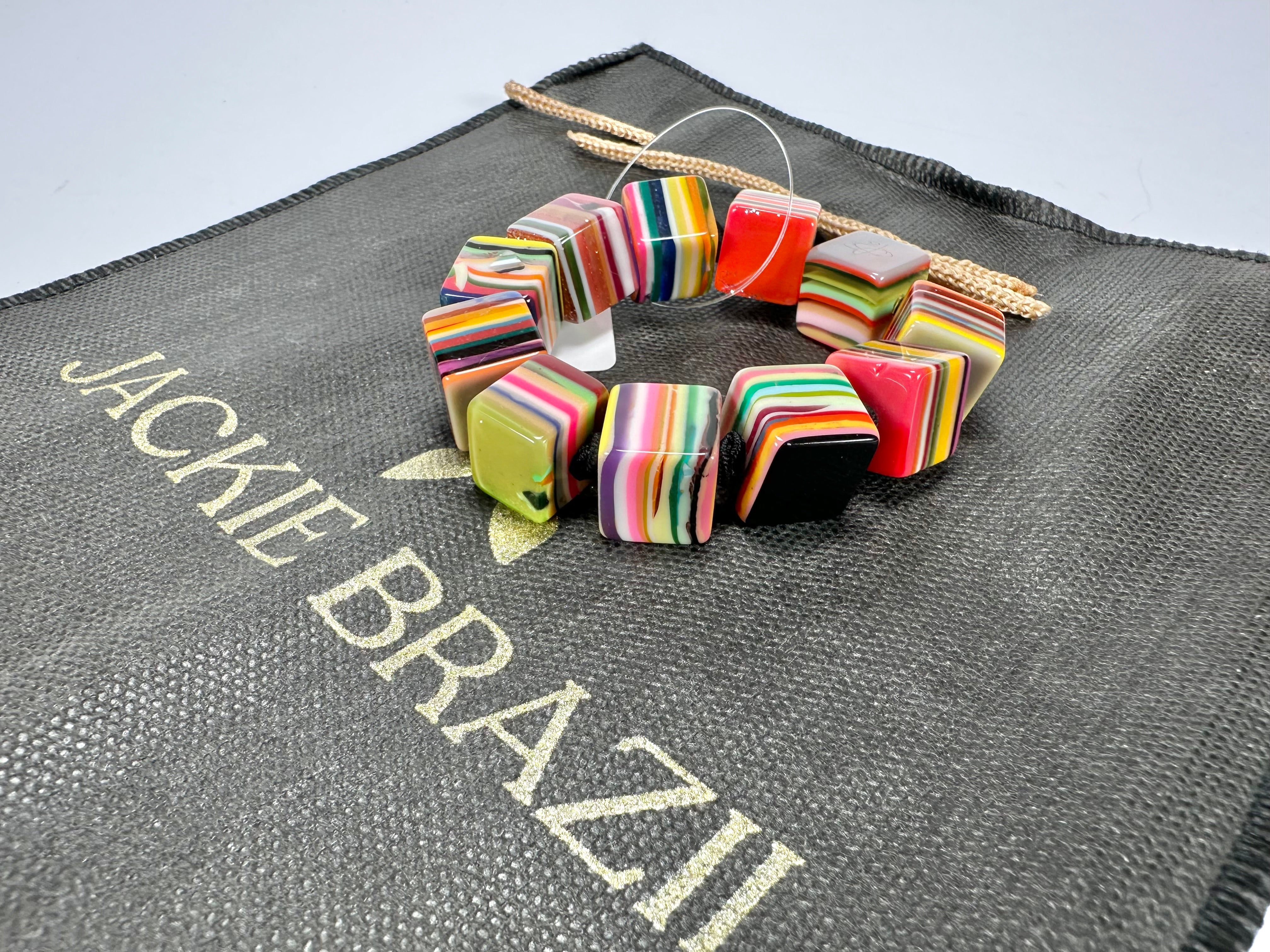 Jackie Brazil "POP" Liquorice Mix Colours Small Cubes Bracelet ( B0224 )