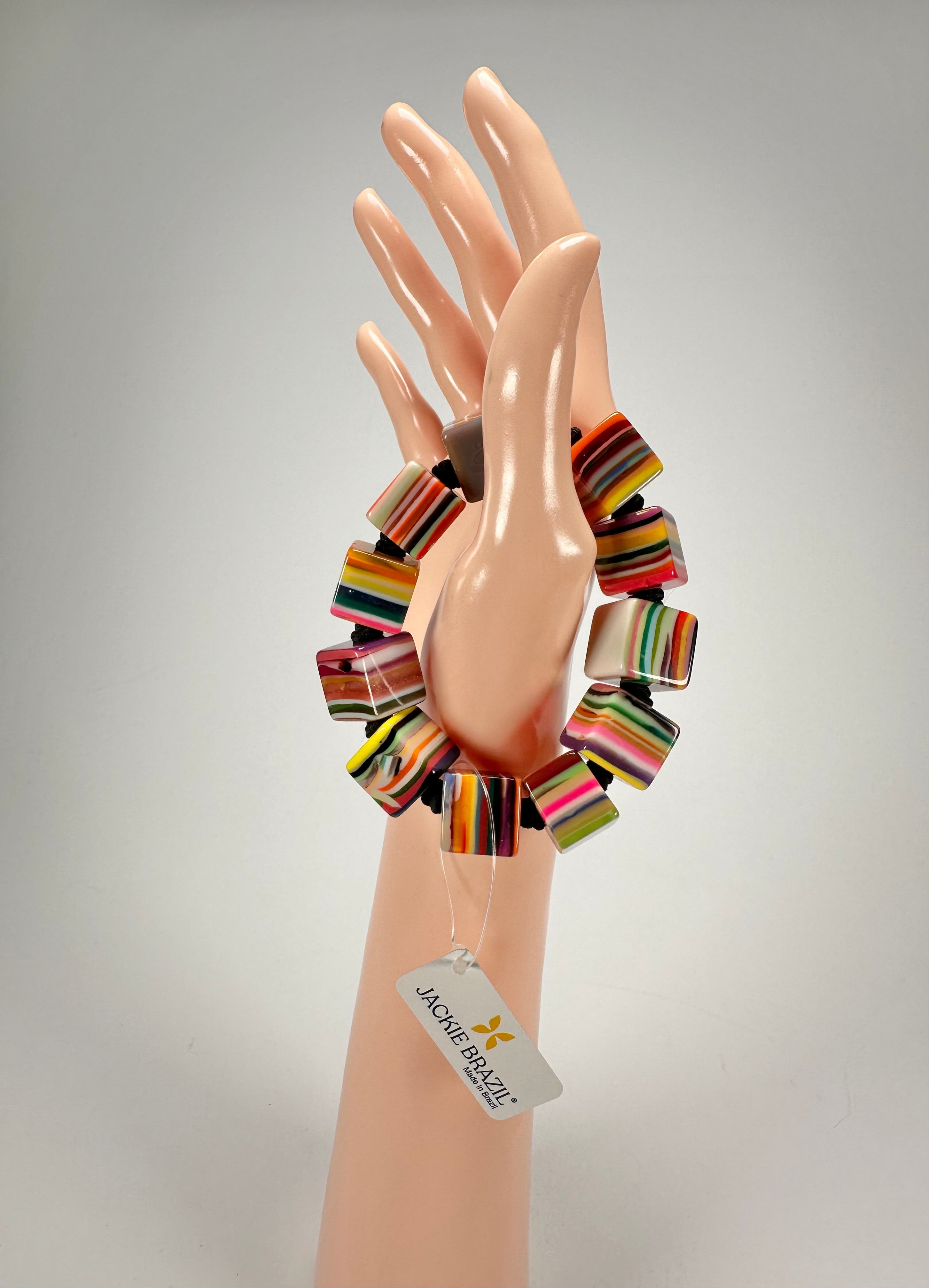 Jackie Brazil "POP" Liquorice Mix Colours Small Cubes Bracelet ( B0224 )