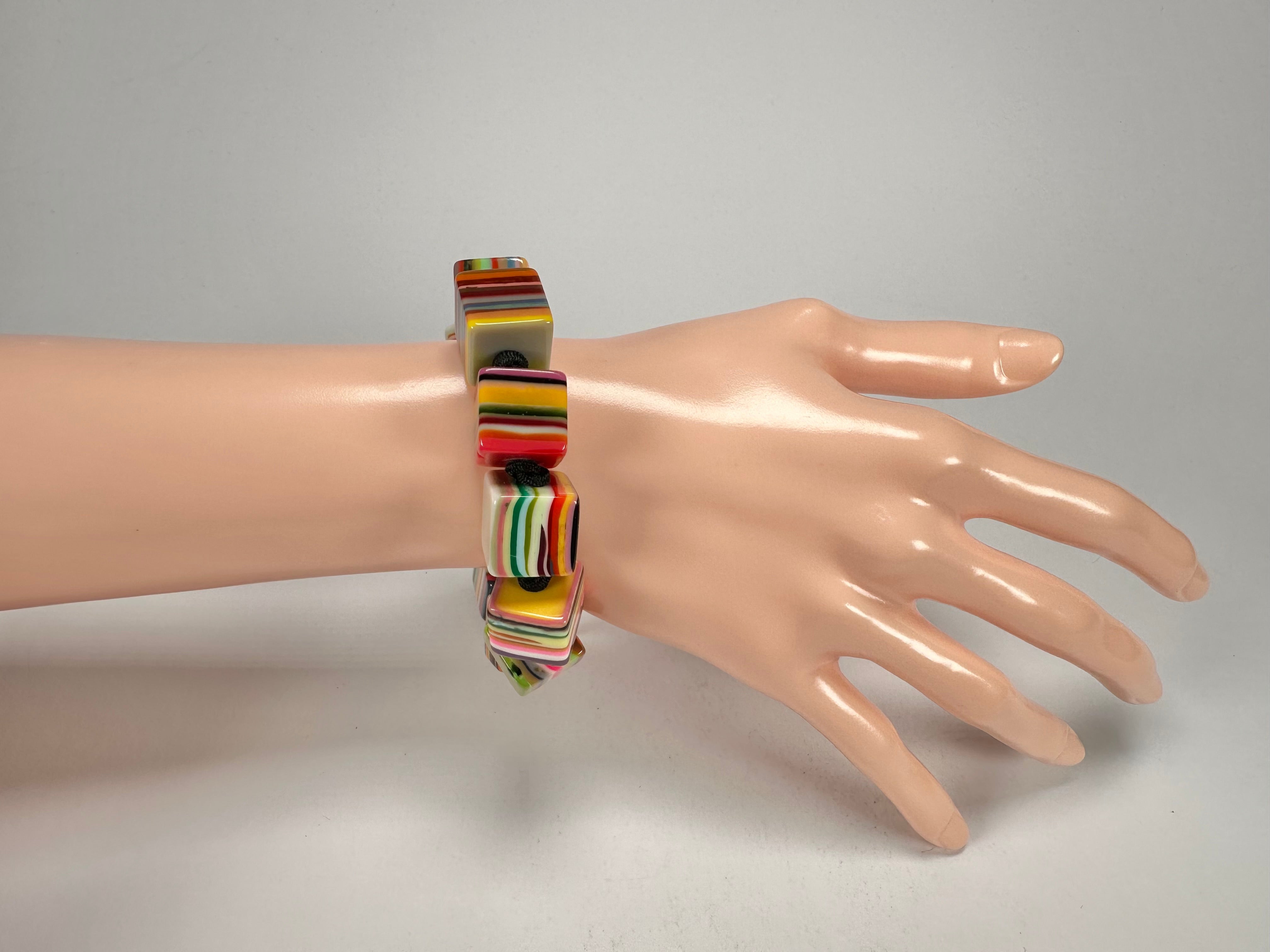 Jackie Brazil "POP" Liquorice Mix Colours Small Cubes Bracelet ( B0224 )