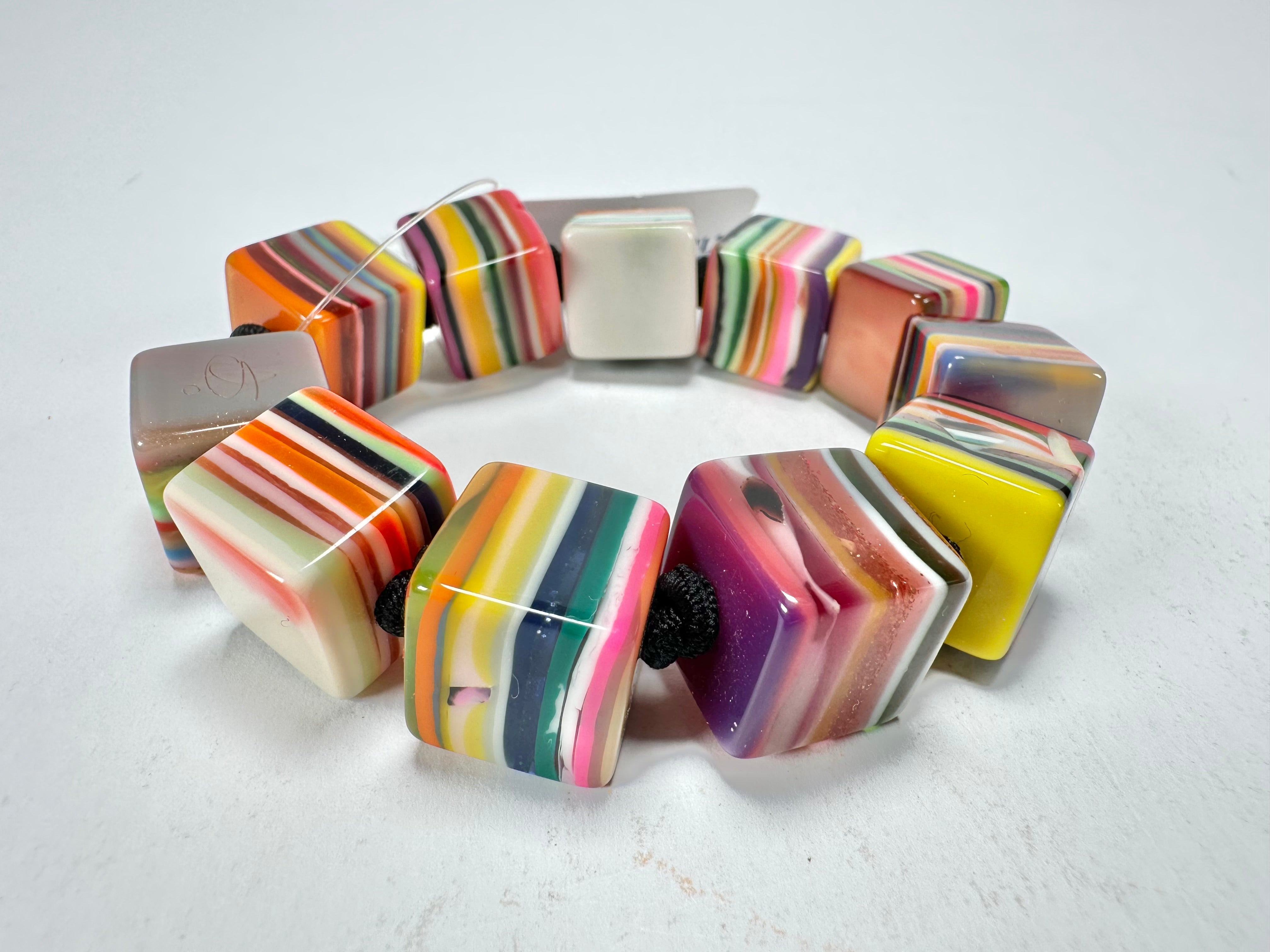 Jackie Brazil "POP" Liquorice Mix Colours Small Cubes Bracelet ( B0224 )