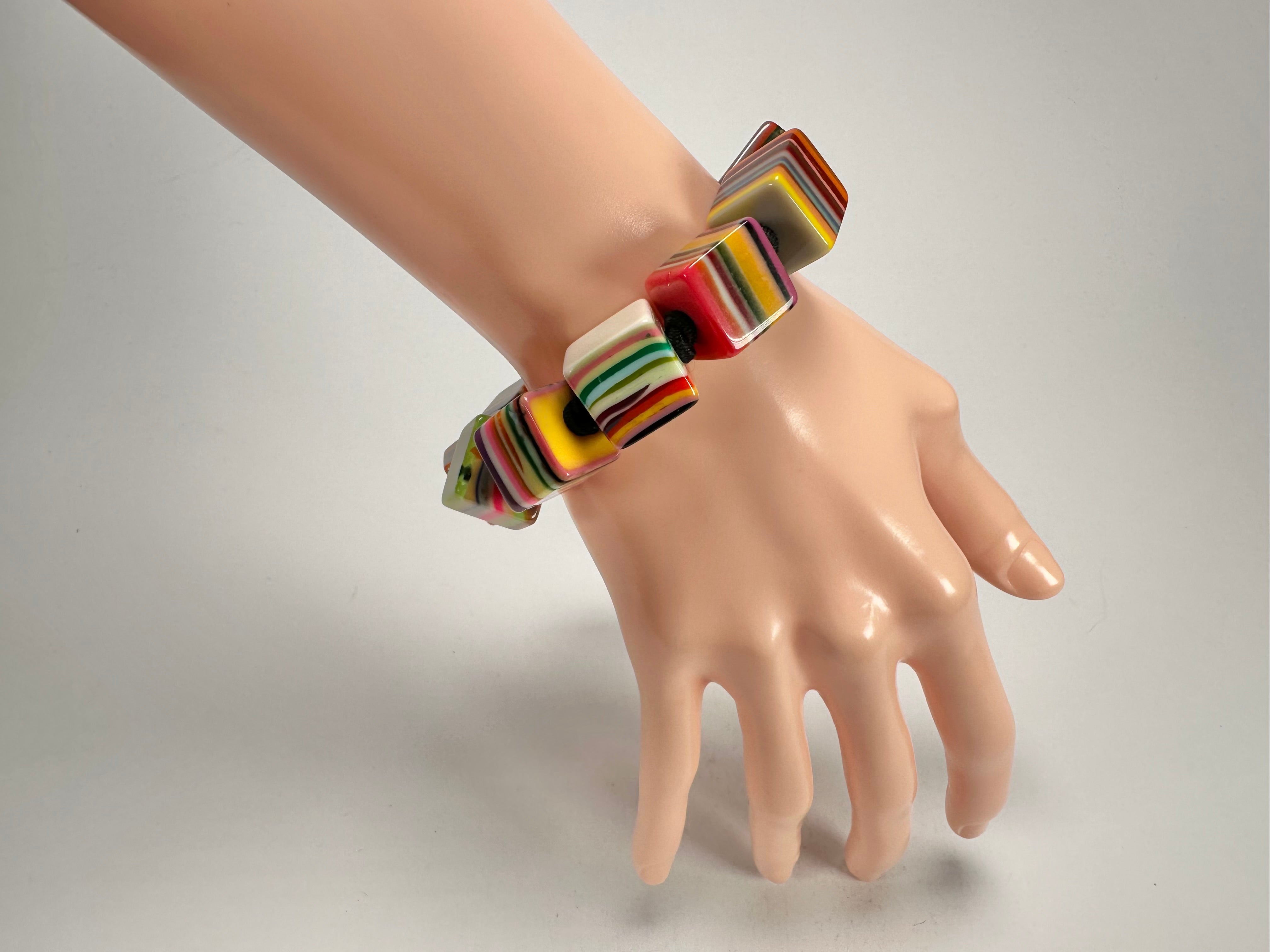 Jackie Brazil "POP" Liquorice Mix Colours Small Cubes Bracelet ( B0224 )