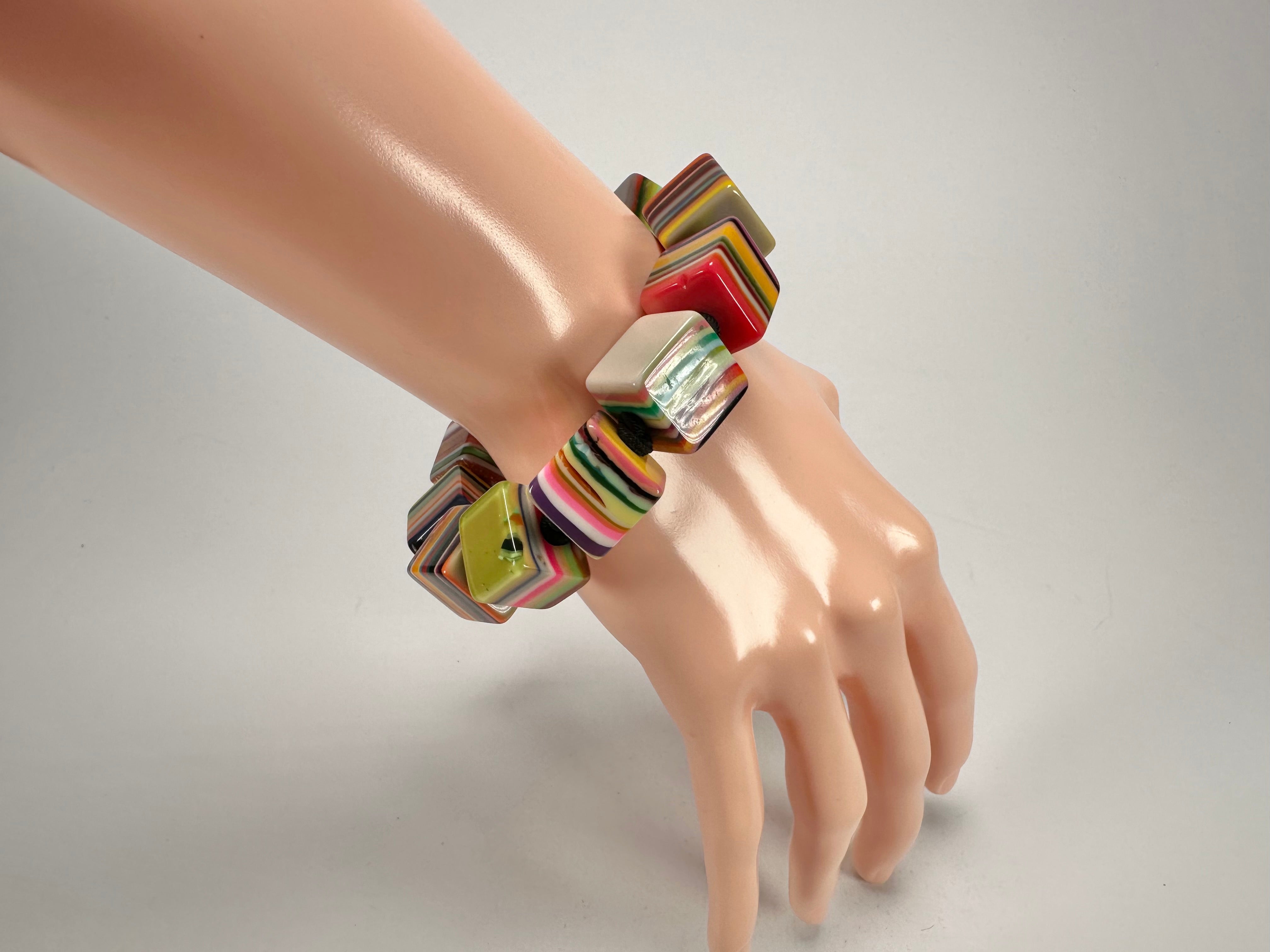 Jackie Brazil "POP" Liquorice Mix Colours Small Cubes Bracelet ( B0224 )