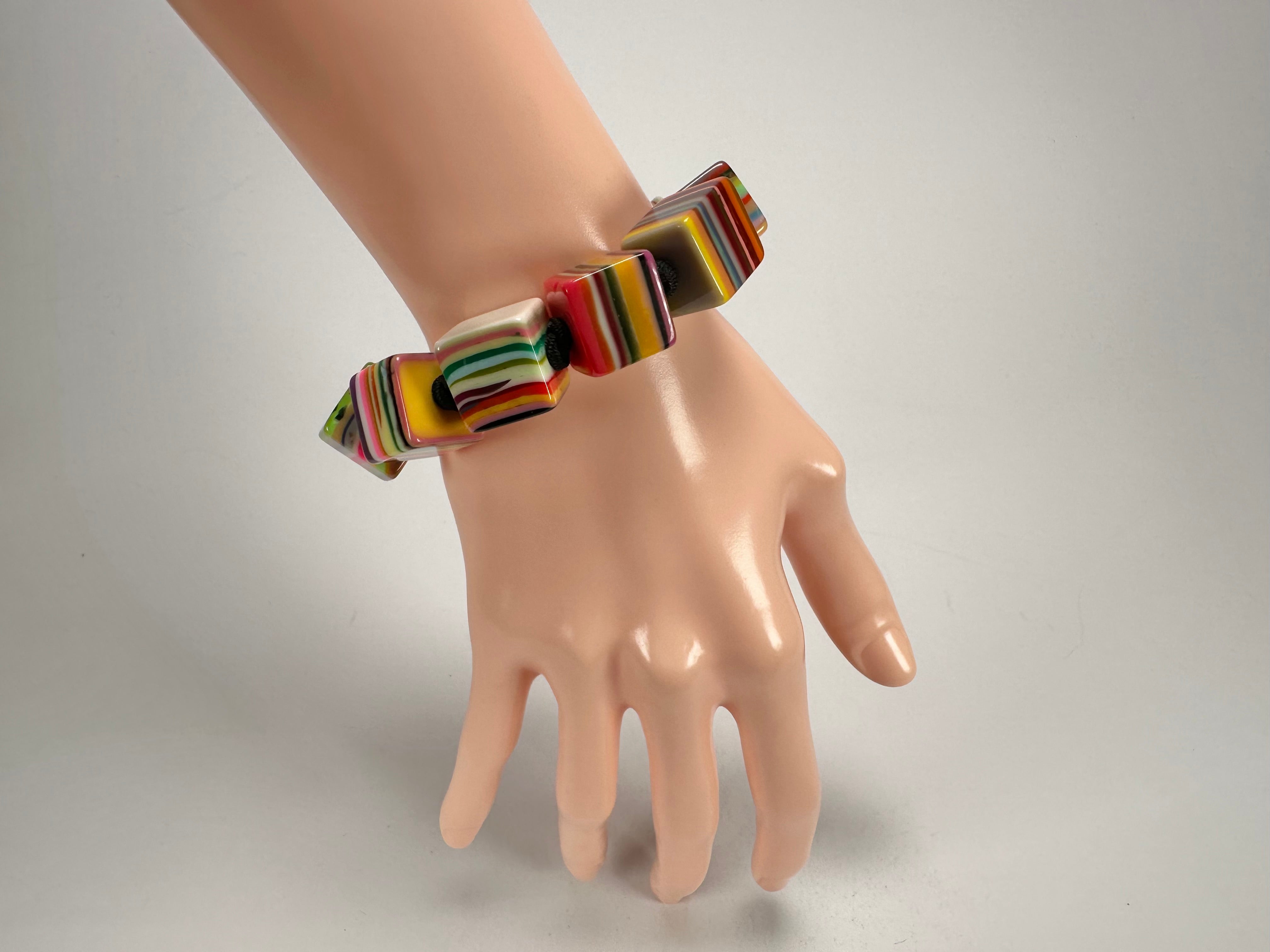 Jackie Brazil "POP" Liquorice Mix Colours Small Cubes Bracelet ( B0224 )