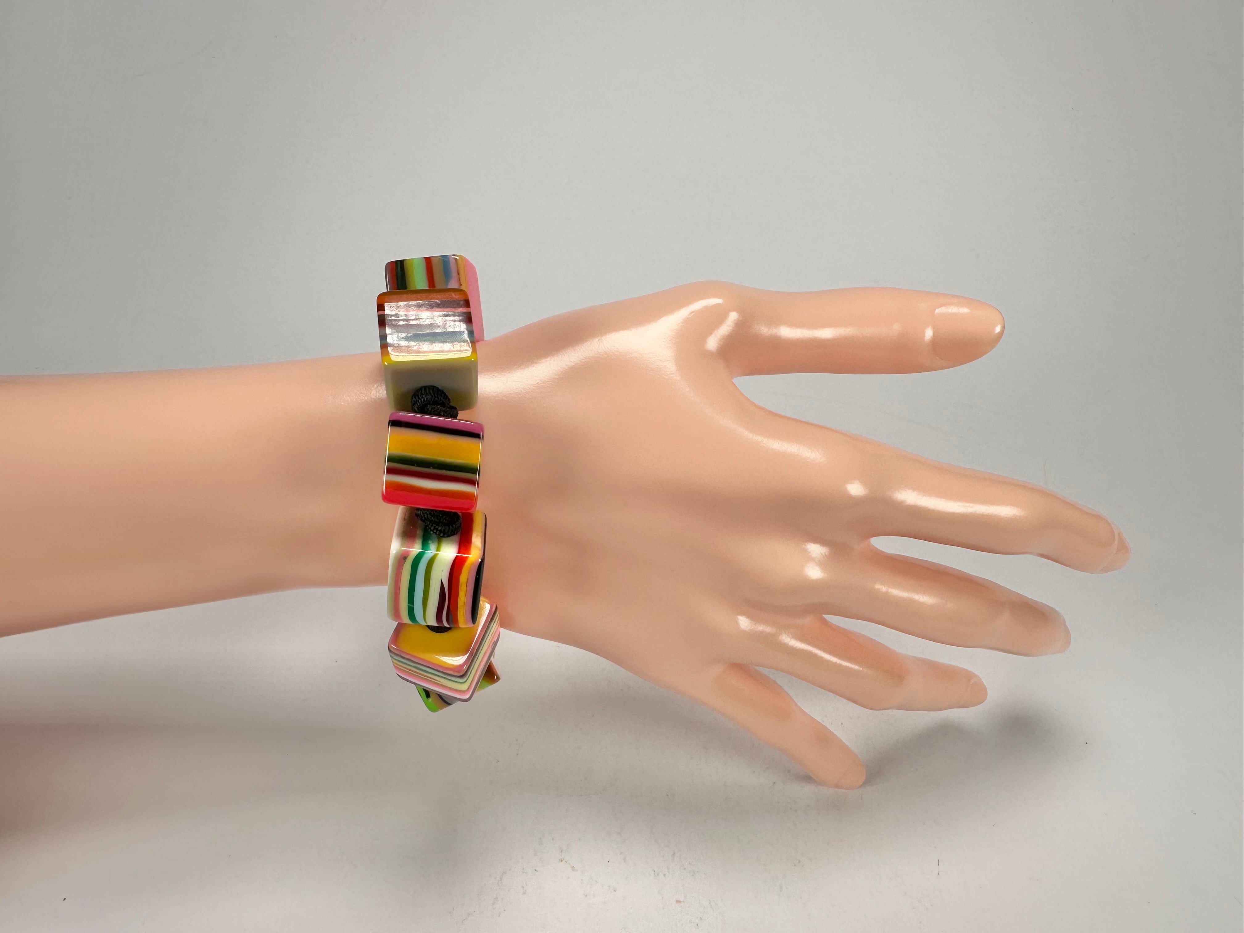 Jackie Brazil "POP" Liquorice Mix Colours Small Cubes Bracelet ( B0224 )