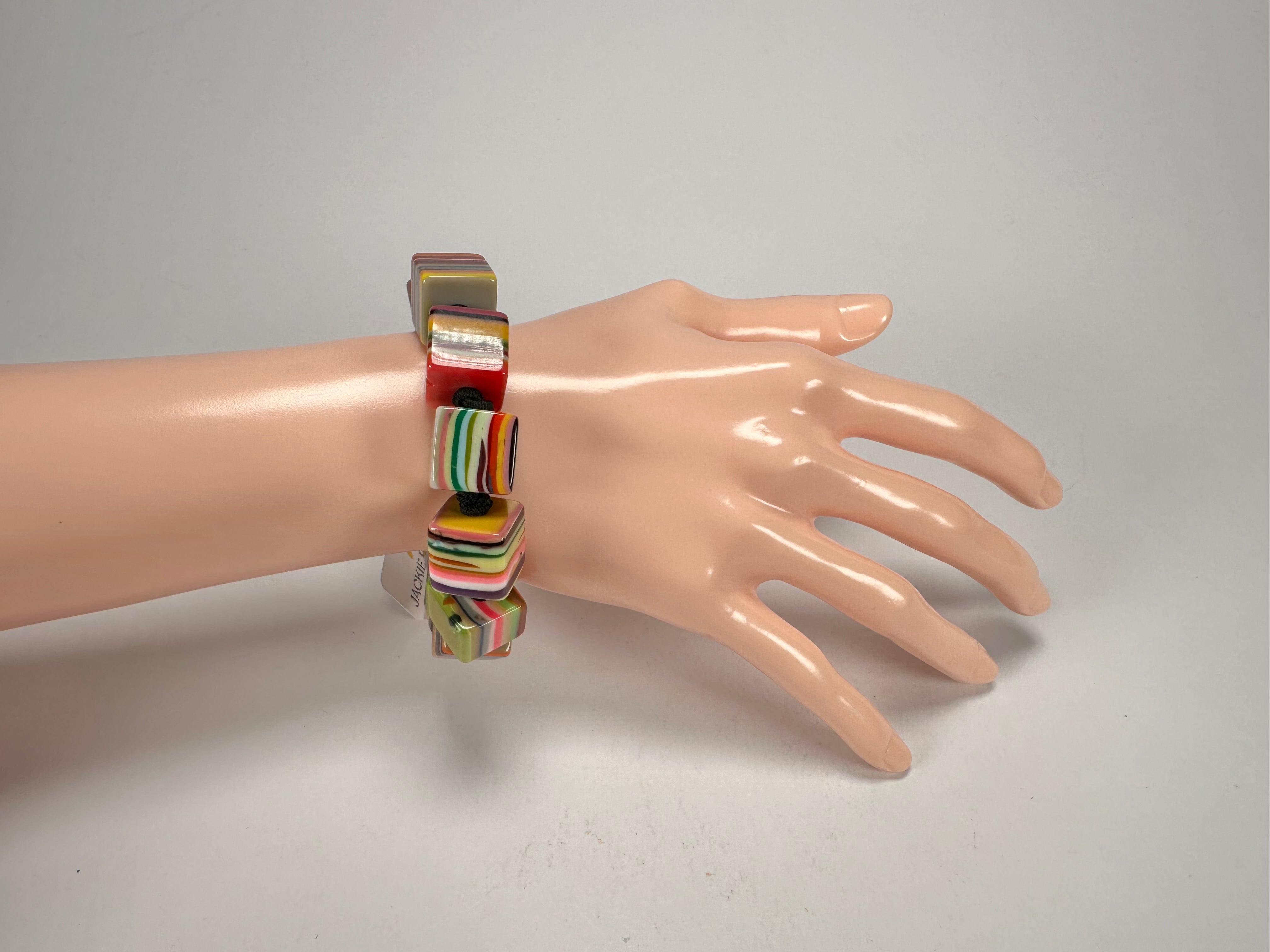 Jackie Brazil "POP" Liquorice Mix Colours Small Cubes Bracelet ( B0224 )