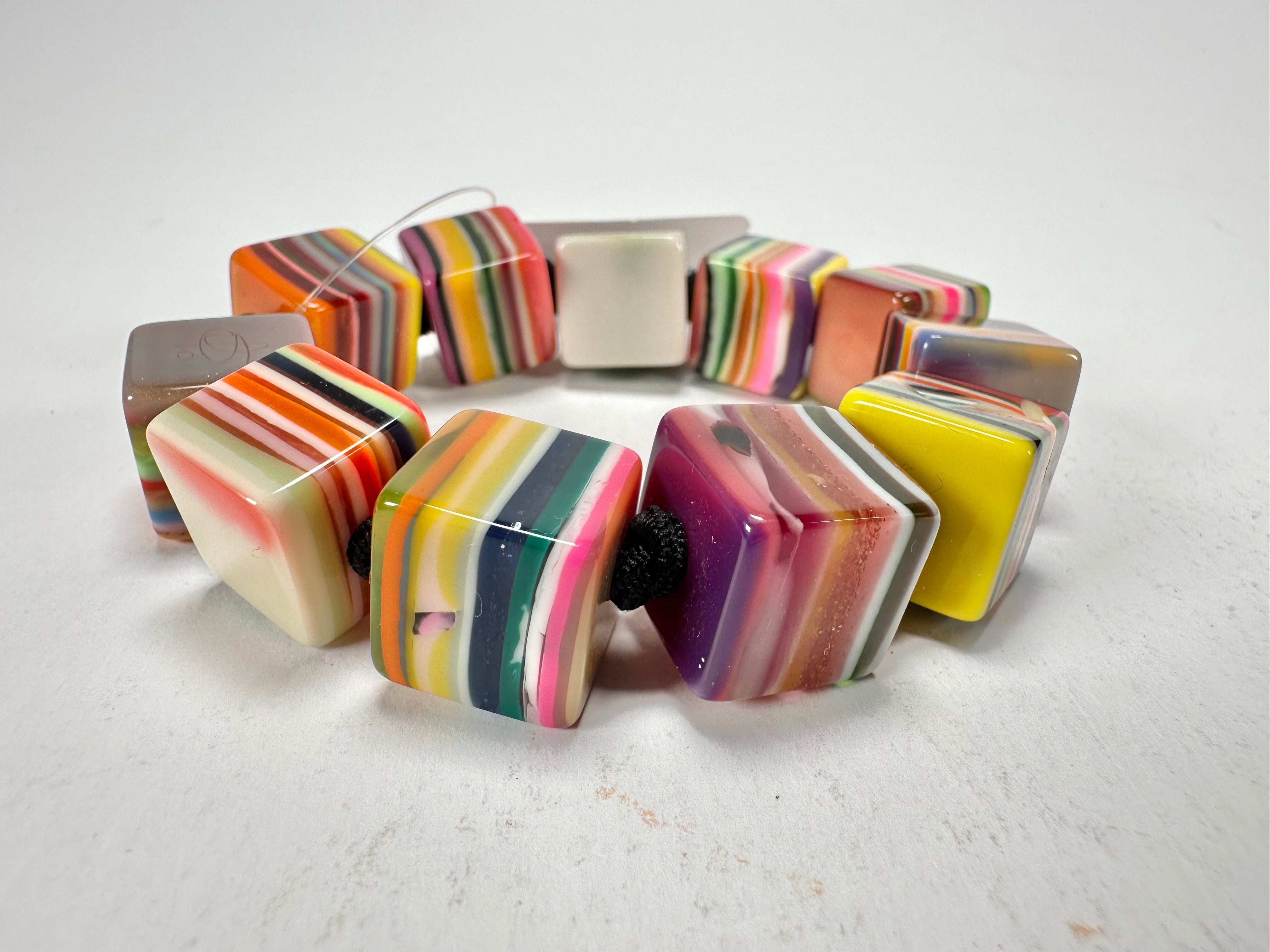 Jackie Brazil "POP" Liquorice Mix Colours Small Cubes Bracelet ( B0224 )