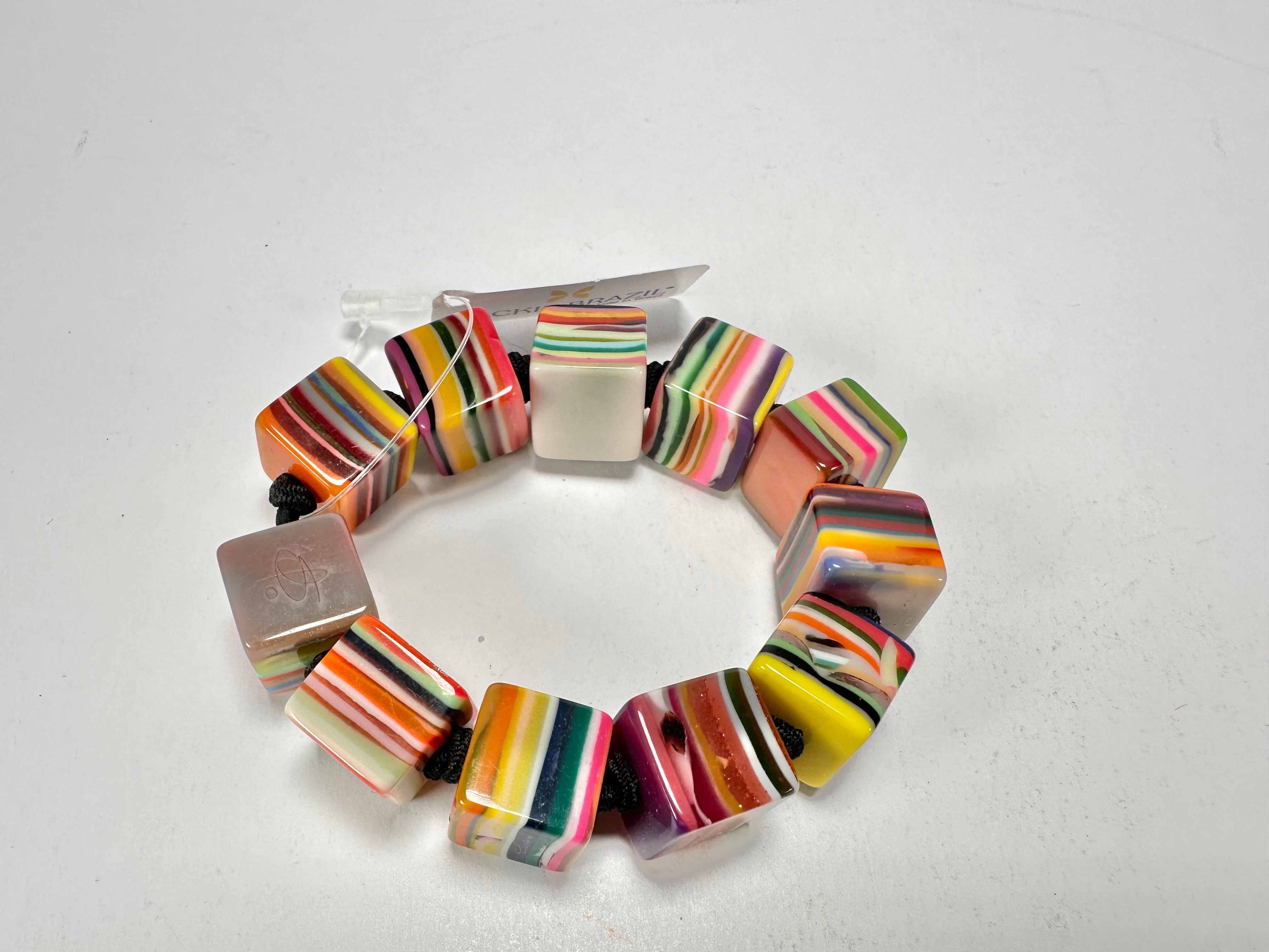 Jackie Brazil "POP" Liquorice Mix Colours Small Cubes Bracelet ( B0224 )