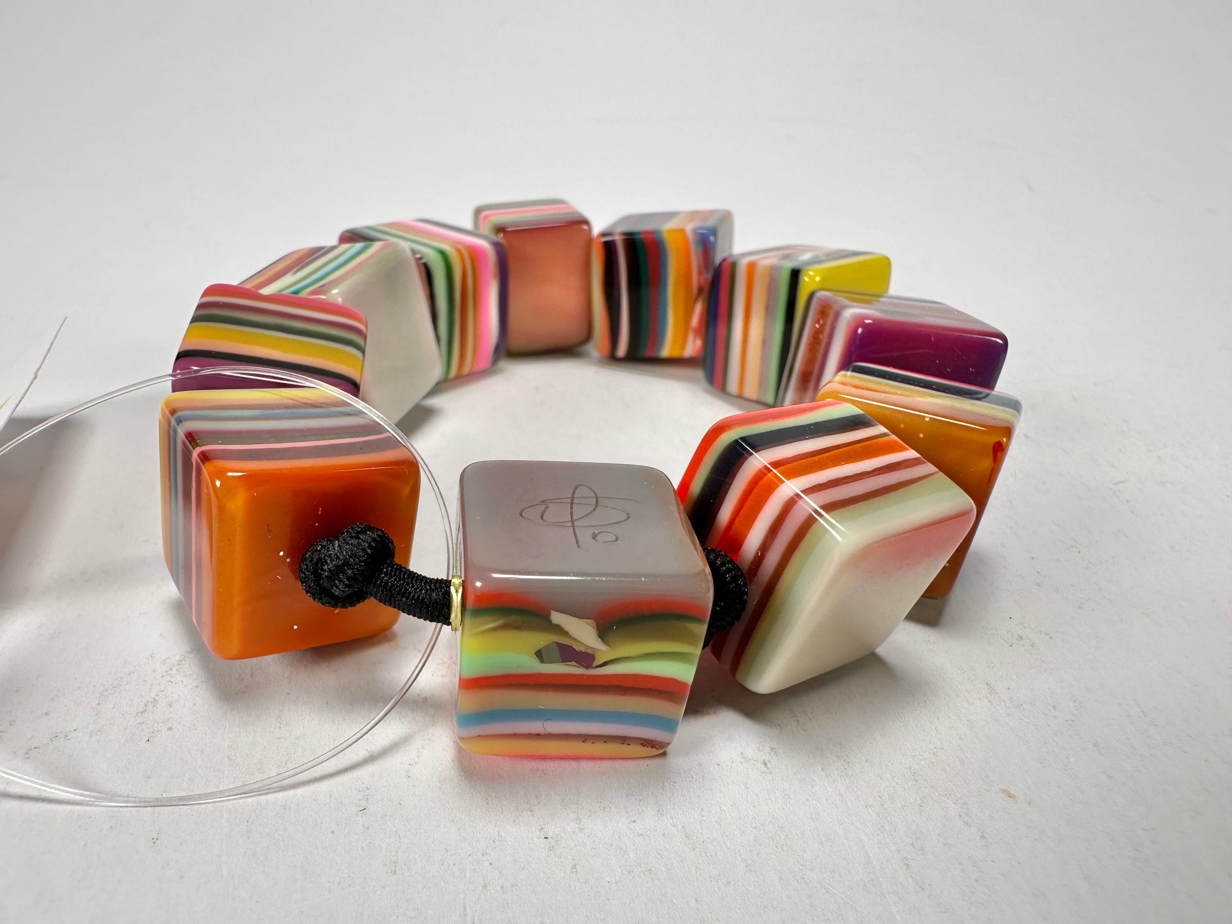 Jackie Brazil "POP" Liquorice Mix Colours Small Cubes Bracelet ( B0224 )