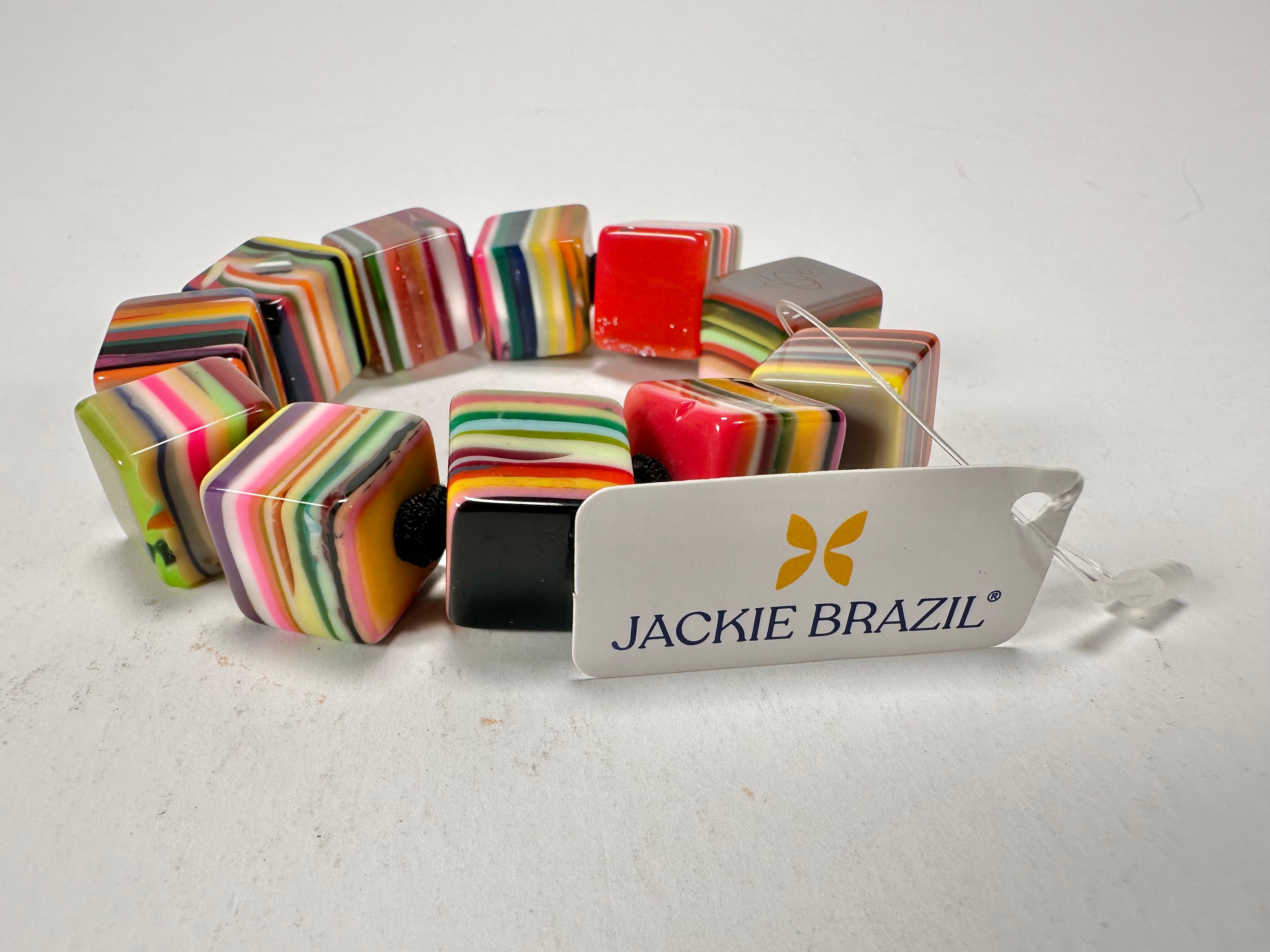 Jackie Brazil "POP" Liquorice Mix Colours Small Cubes Bracelet ( B0224 )