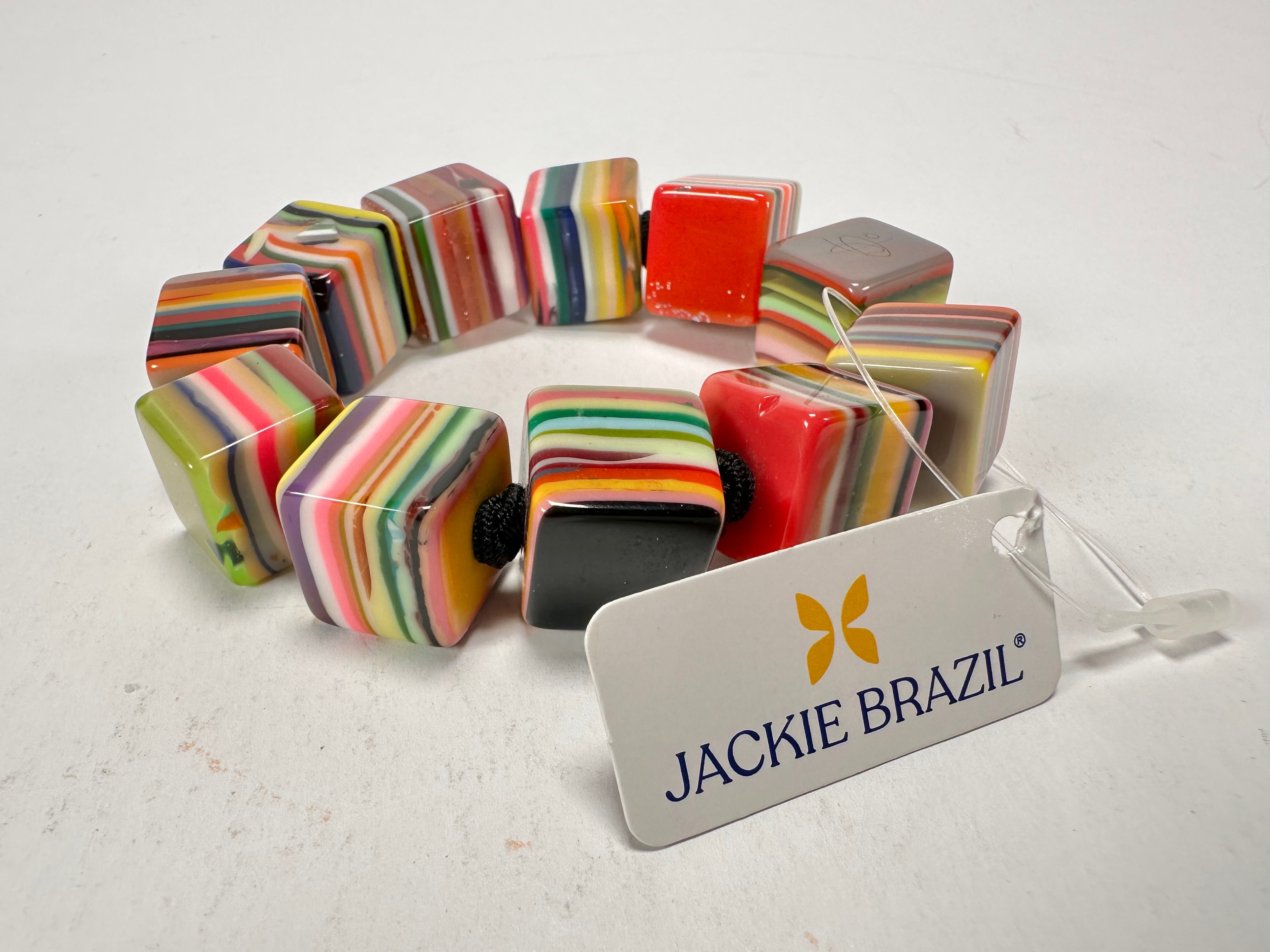Jackie Brazil "POP" Liquorice Mix Colours Small Cubes Bracelet ( B0224 )