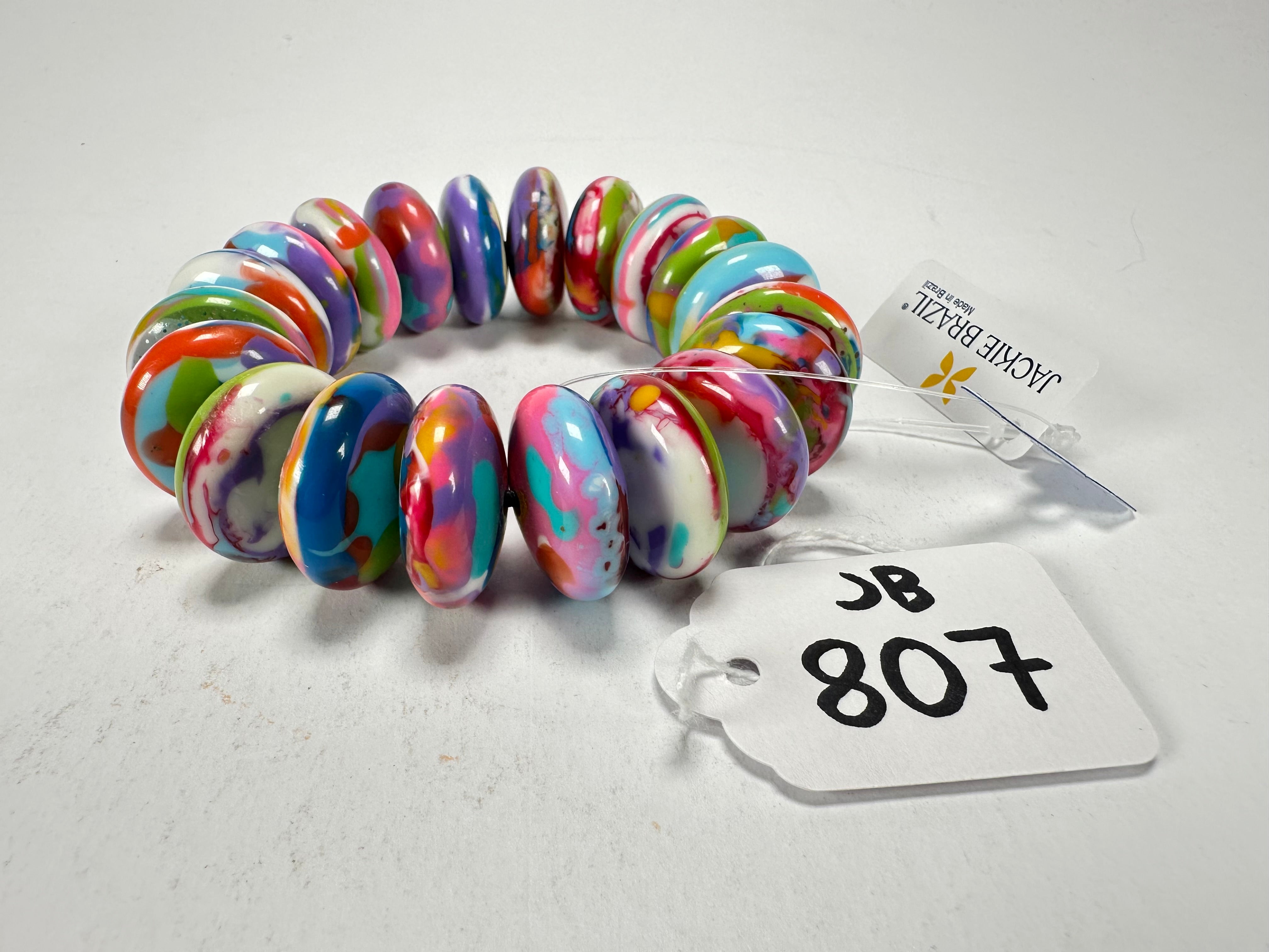 Jackie Brazil "Ana" Kandinsky Elasticated Wheels Resin Bracelet ( B0910 )