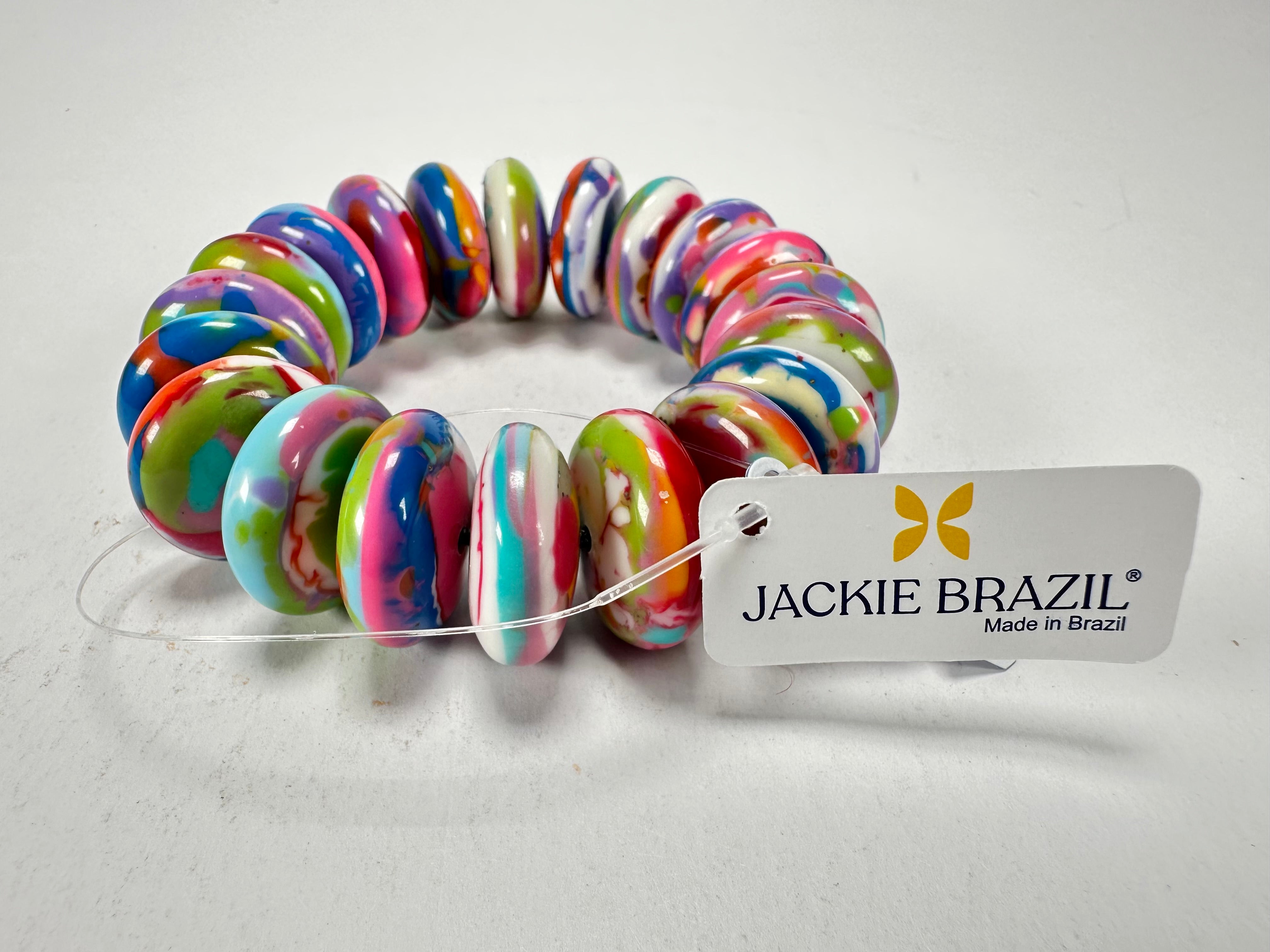 Jackie Brazil "Ana" Kandinsky Elasticated Wheels Resin Bracelet ( B0910 )