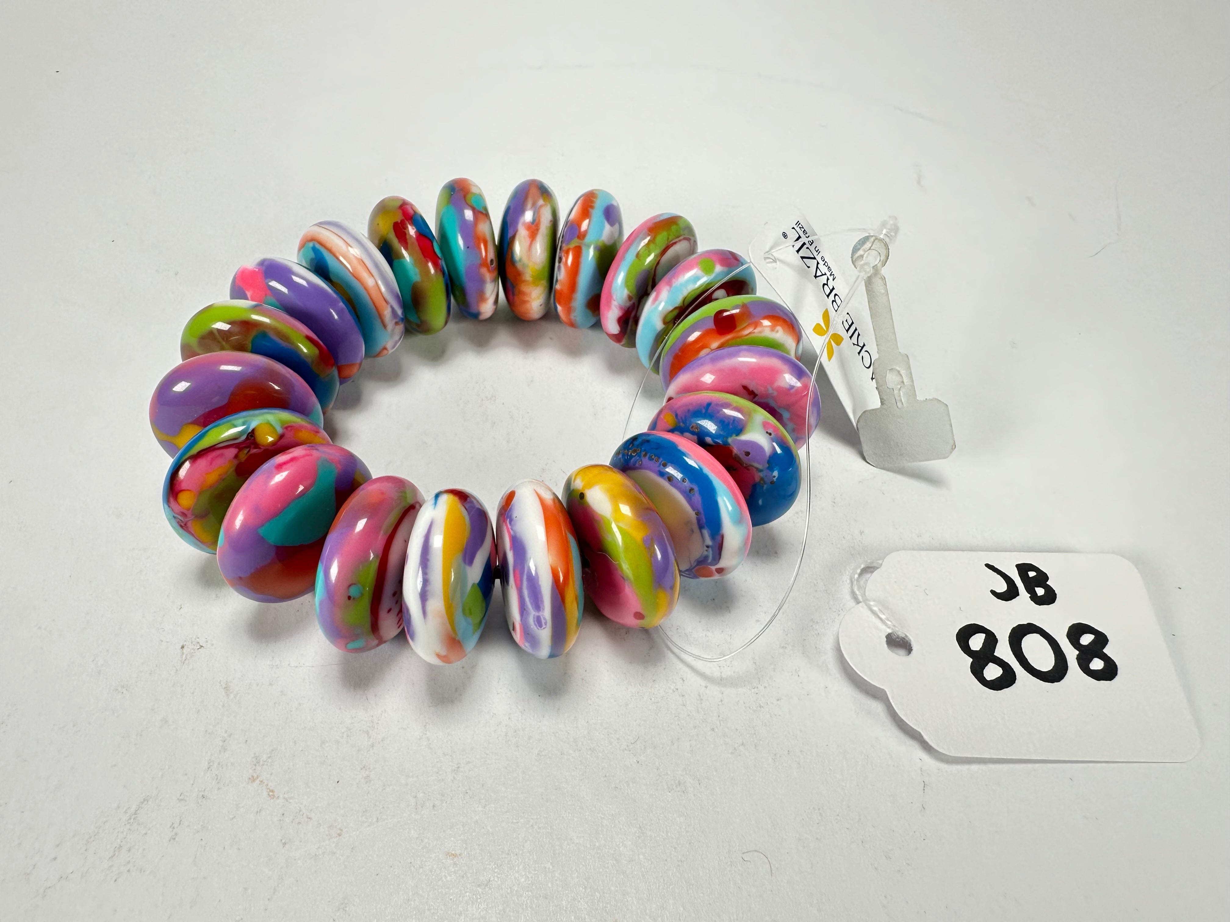Jackie Brazil "Ana" Kandinsky Elasticated Wheels Resin Bracelet ( B0910 )