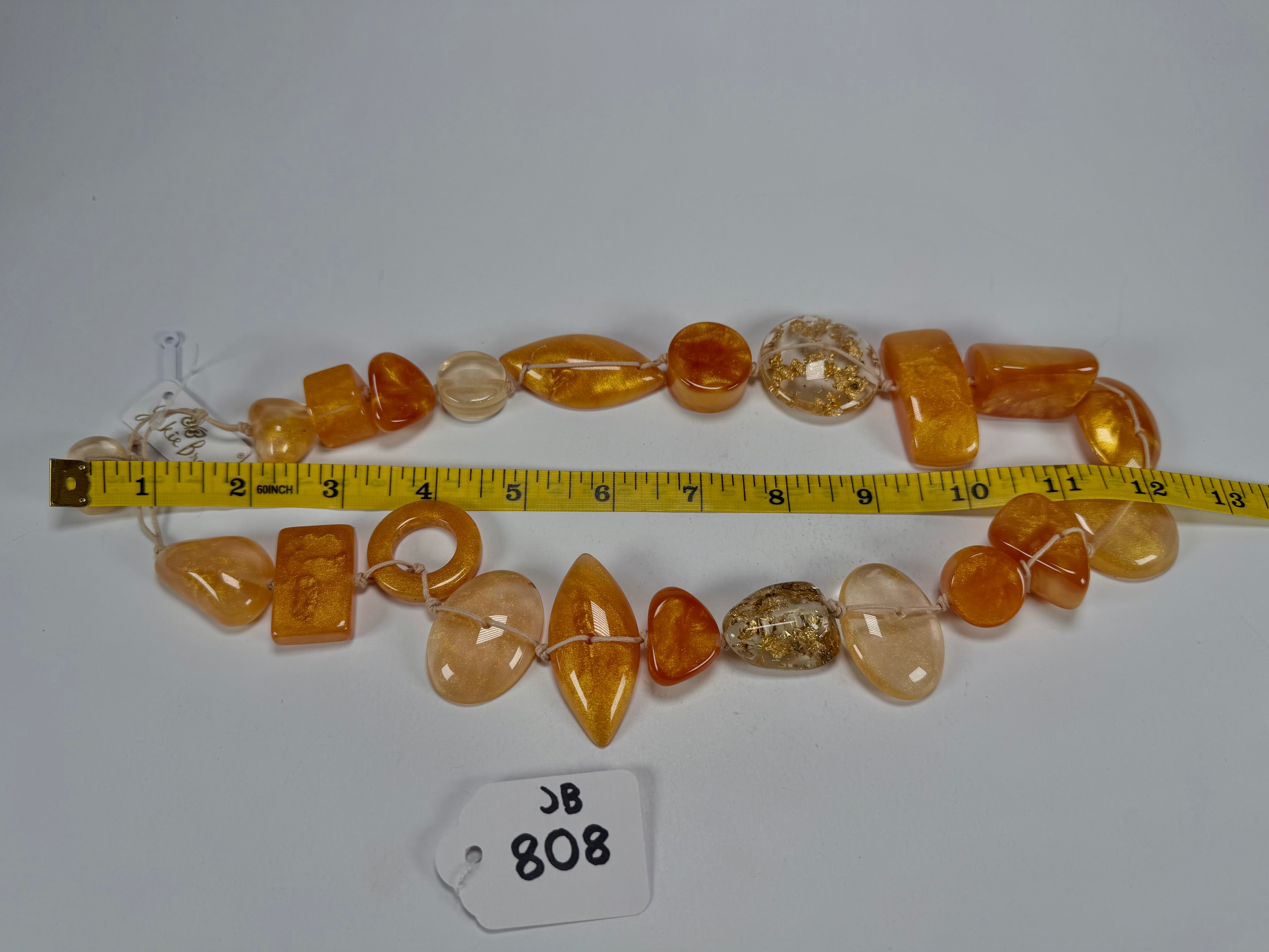 Jackie Brazil "Indiana" Gold Mix Multi-Bead Medium Resin 70cm Necklace ( N0033 )