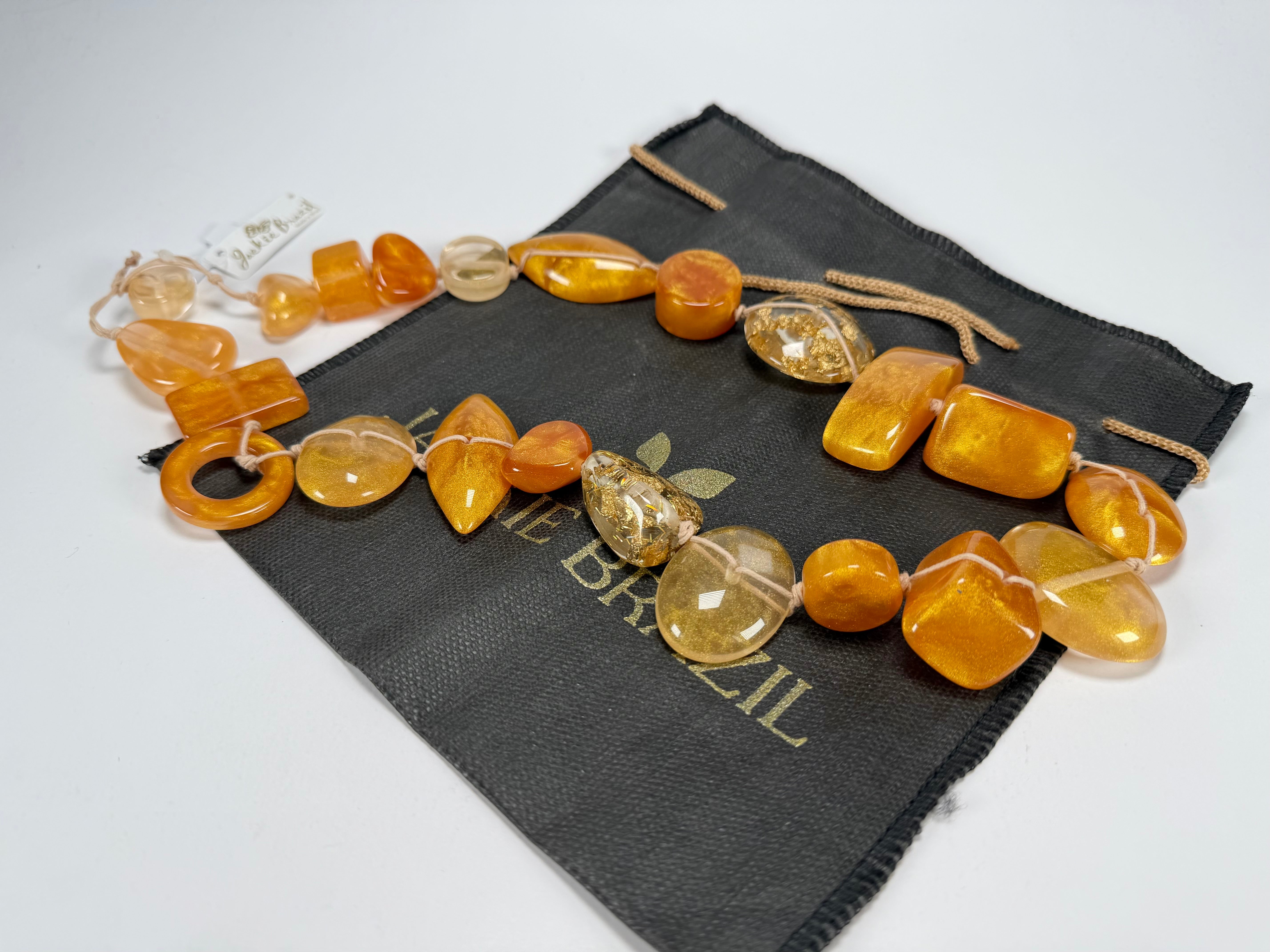 Jackie Brazil "Indiana" Gold Mix Multi-Bead Medium Resin 70cm Necklace ( N0033 )