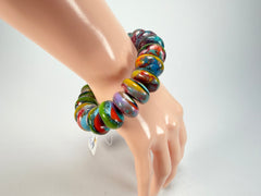 Jackie Brazil "Bela" Kandinsky Elasticated Mini Wheels Resin Bracelet ( B0920 )