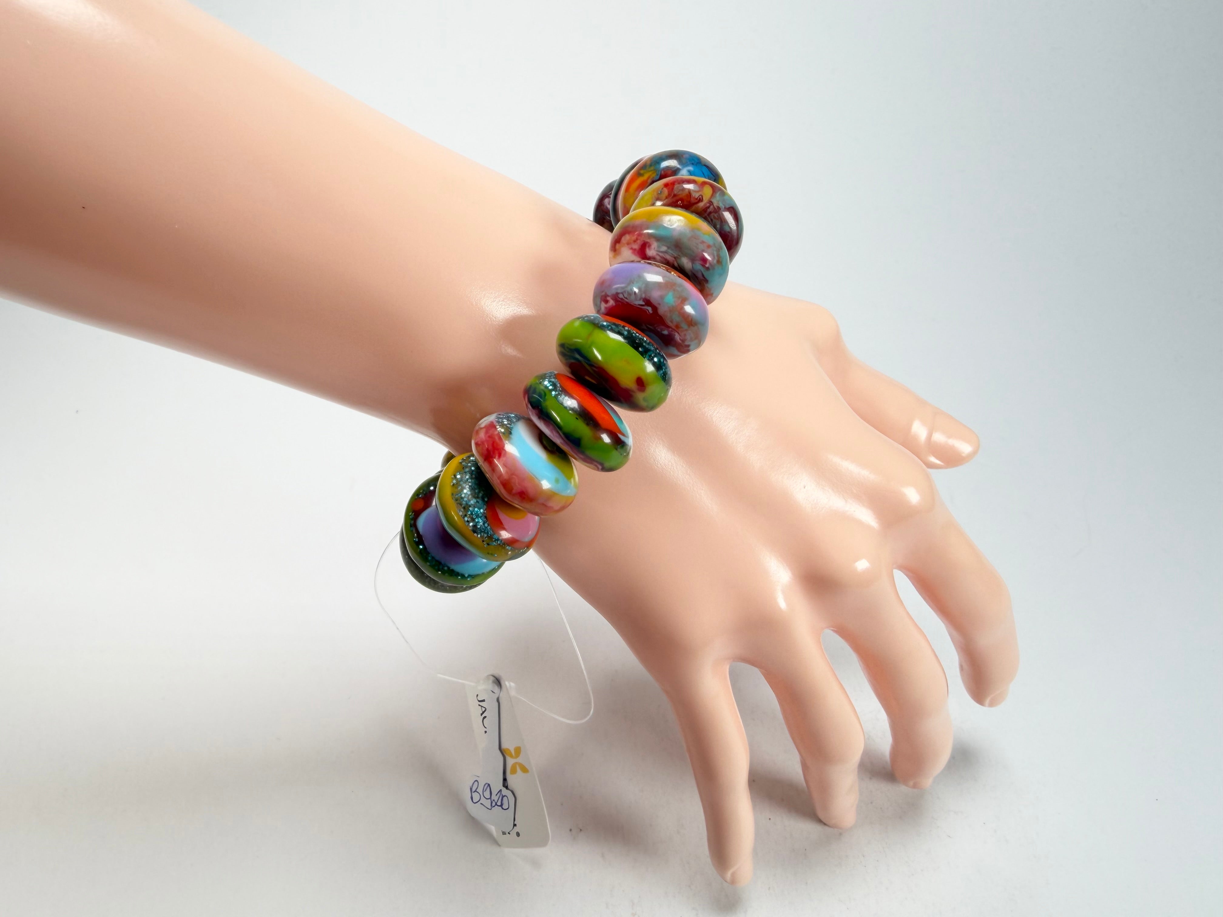 Jackie Brazil "Bela" Kandinsky Elasticated Mini Wheels Resin Bracelet ( B0920 )