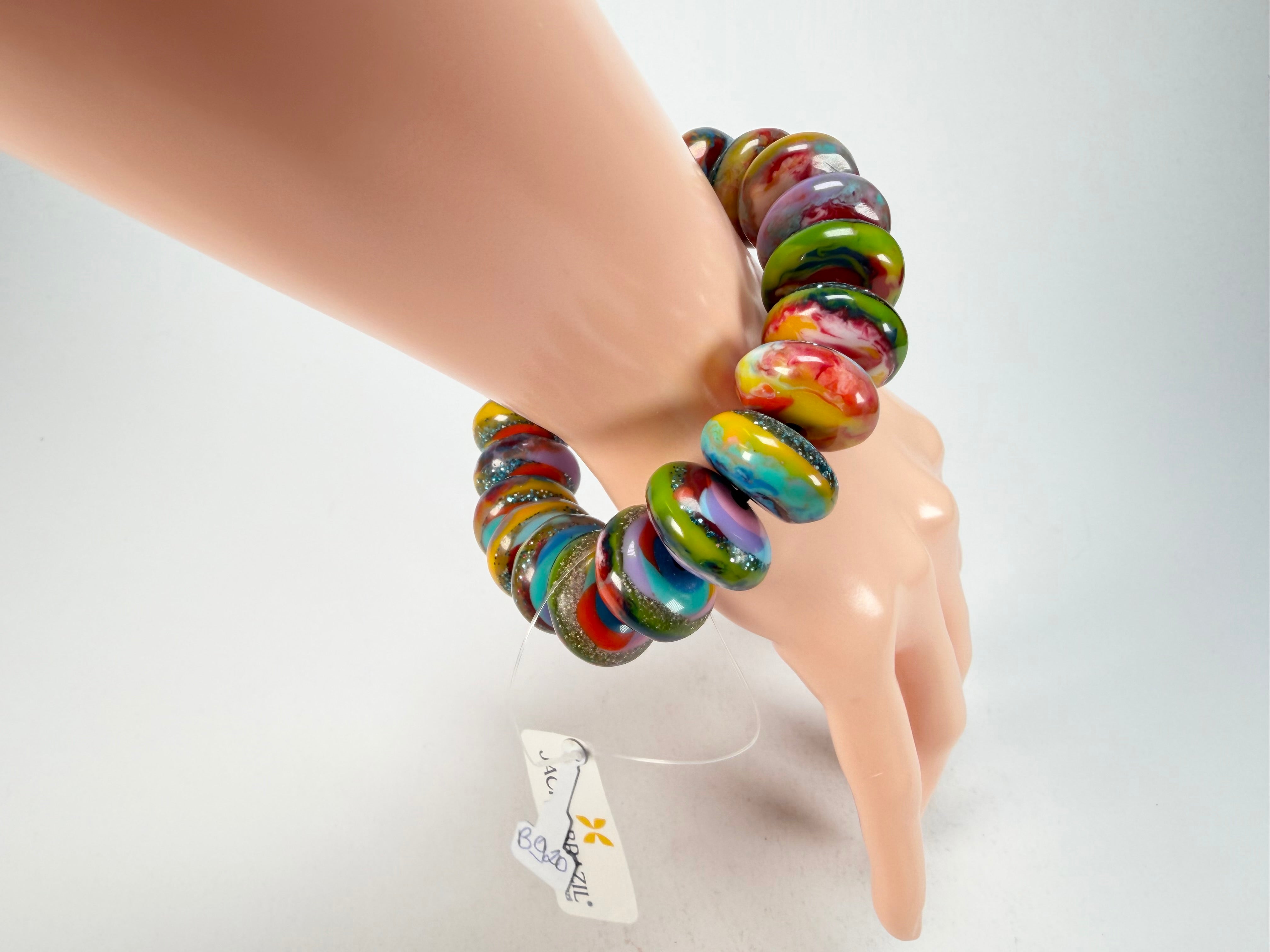 Jackie Brazil "Bela" Kandinsky Elasticated Mini Wheels Resin Bracelet ( B0920 )