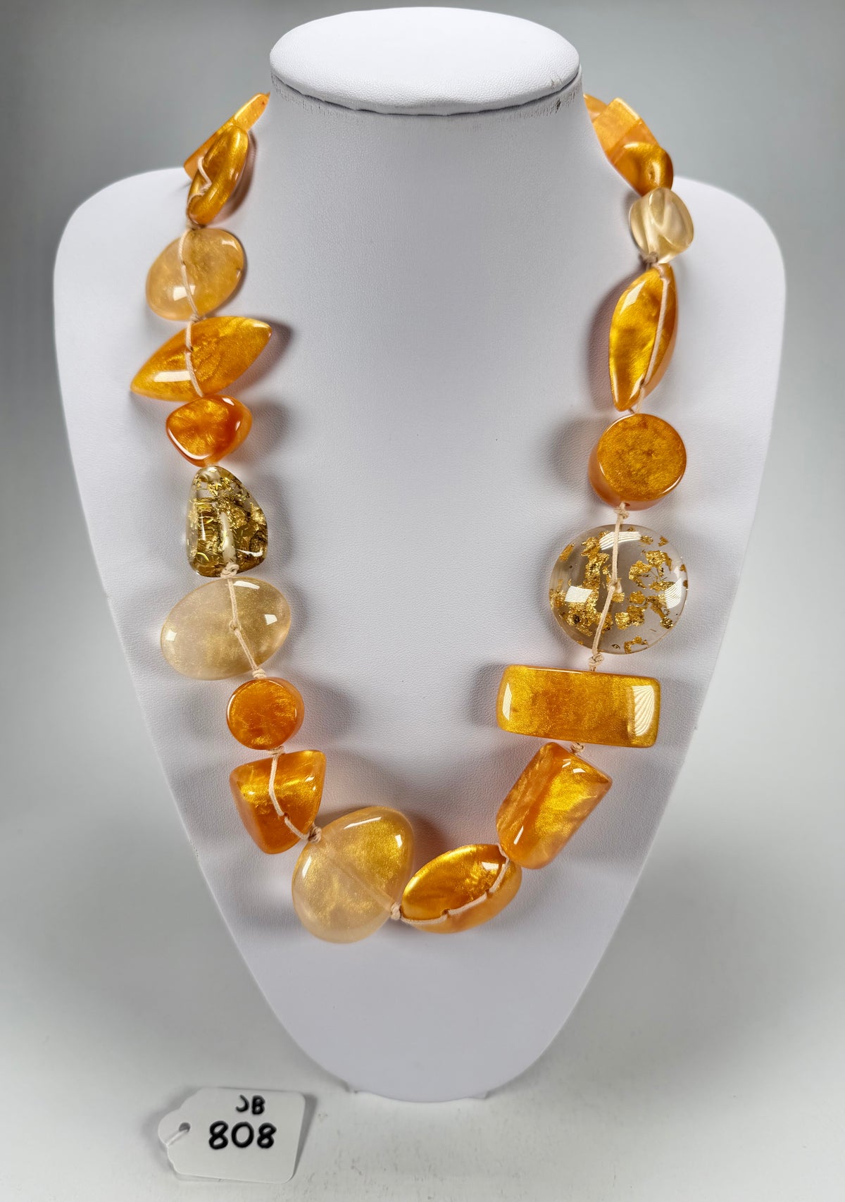 Jackie Brazil "Indiana" Gold Mix Multi-Bead Medium Resin 70cm Necklace ( N0033 )