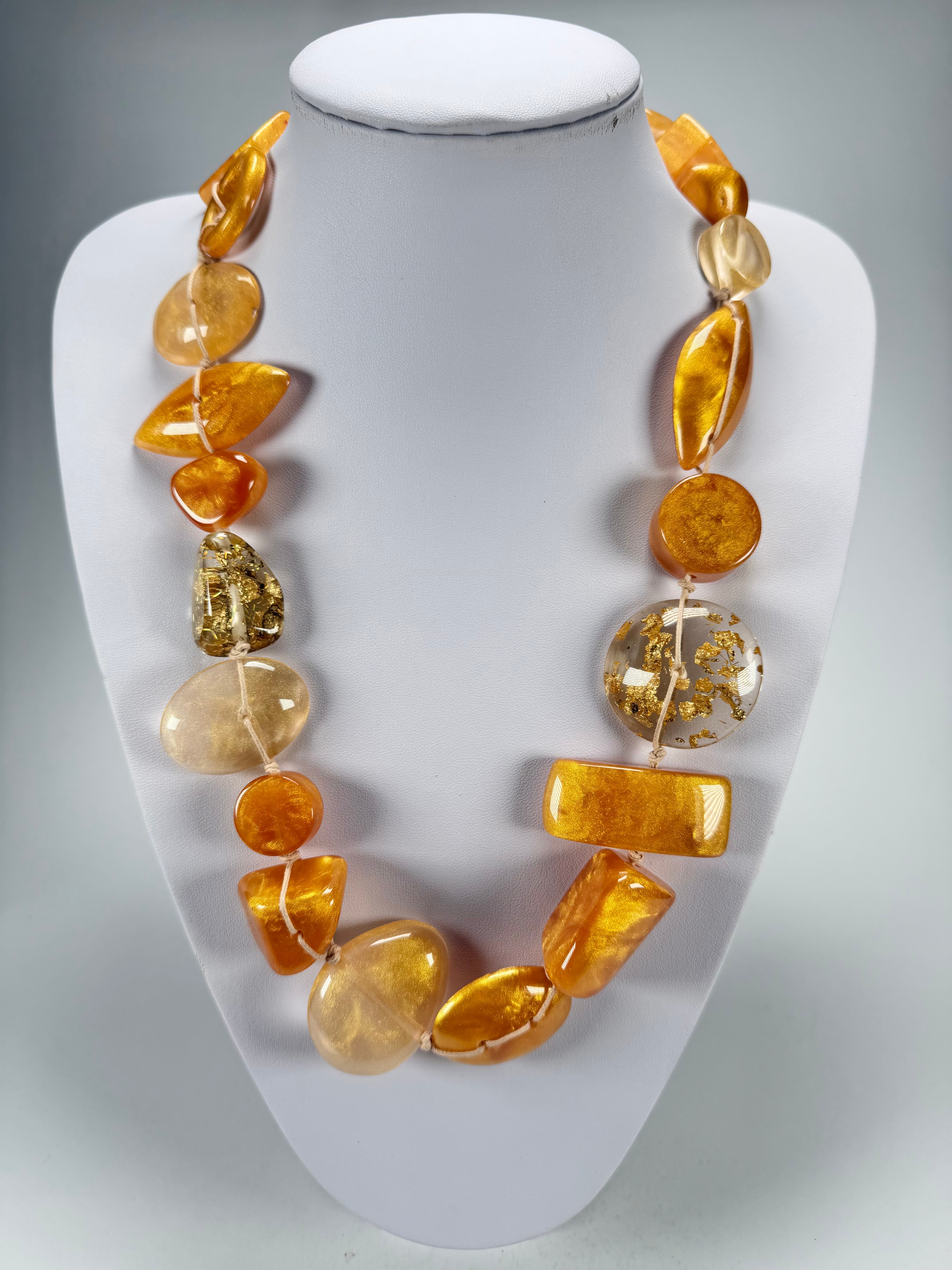 Jackie Brazil "Indiana" Gold Mix Multi-Bead Medium Resin 70cm Necklace ( N0033 )