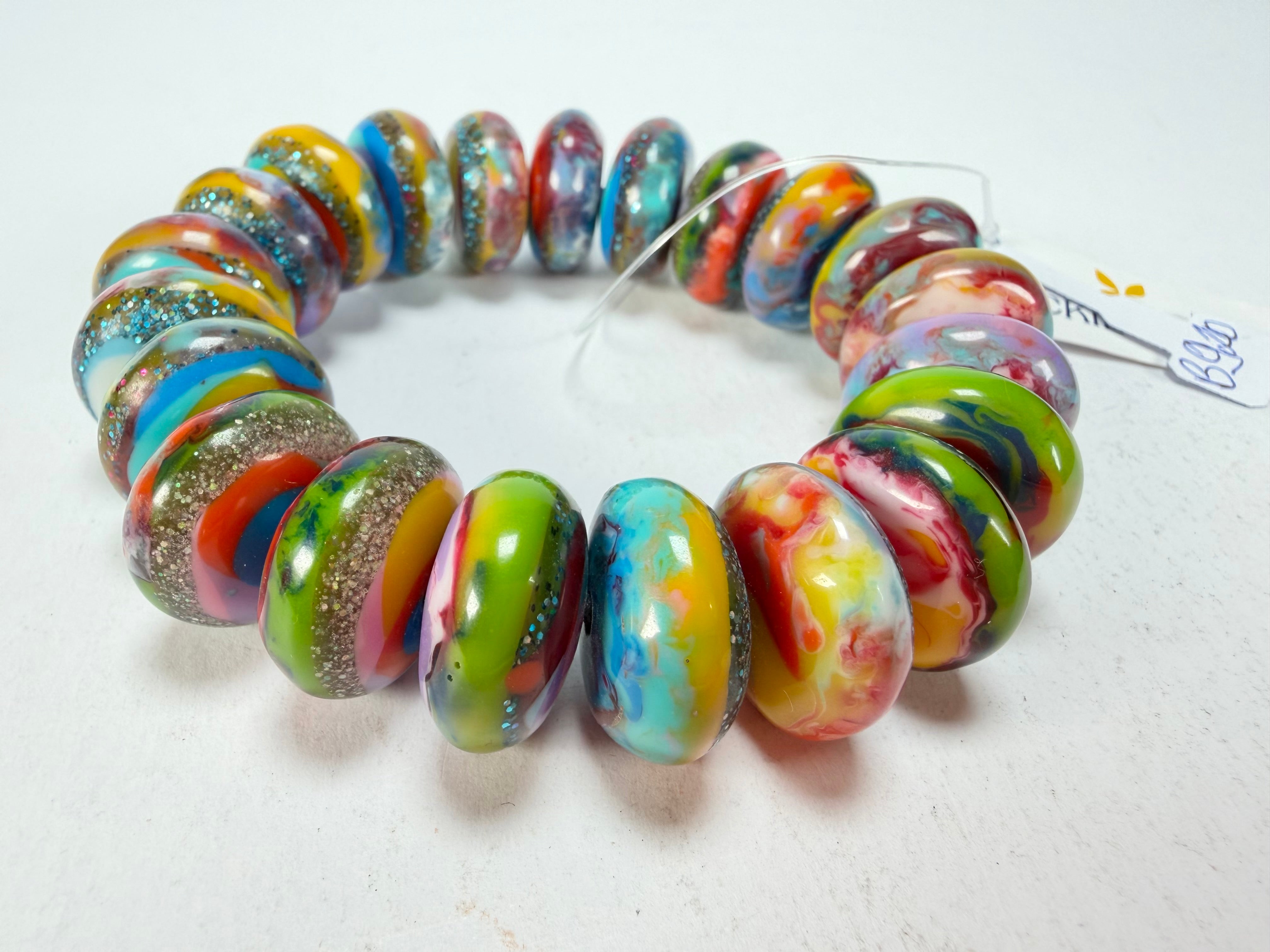 Jackie Brazil "Bela" Kandinsky Elasticated Mini Wheels Resin Bracelet ( B0920 )