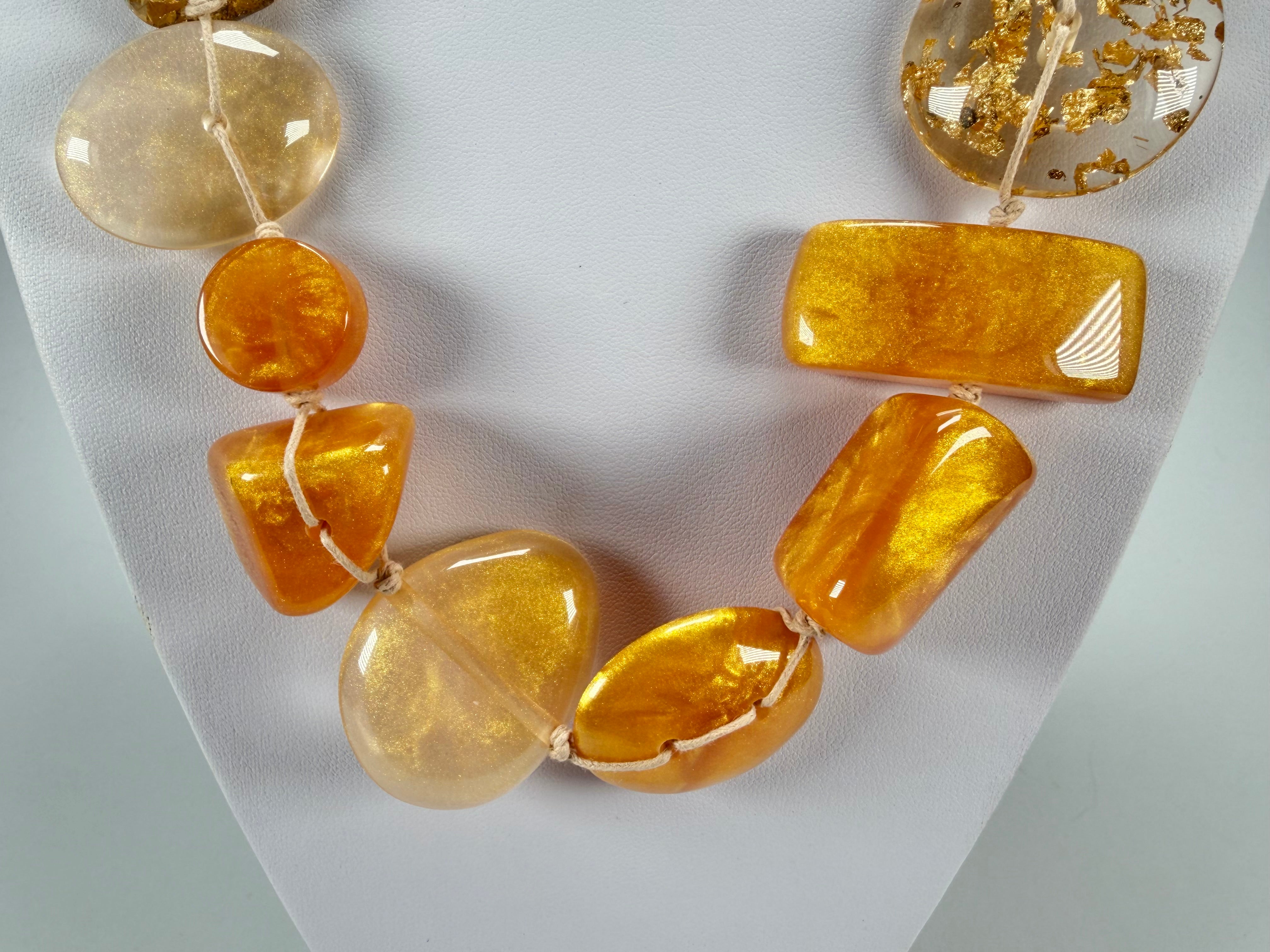 Jackie Brazil "Indiana" Gold Mix Multi-Bead Medium Resin 70cm Necklace ( N0033 )