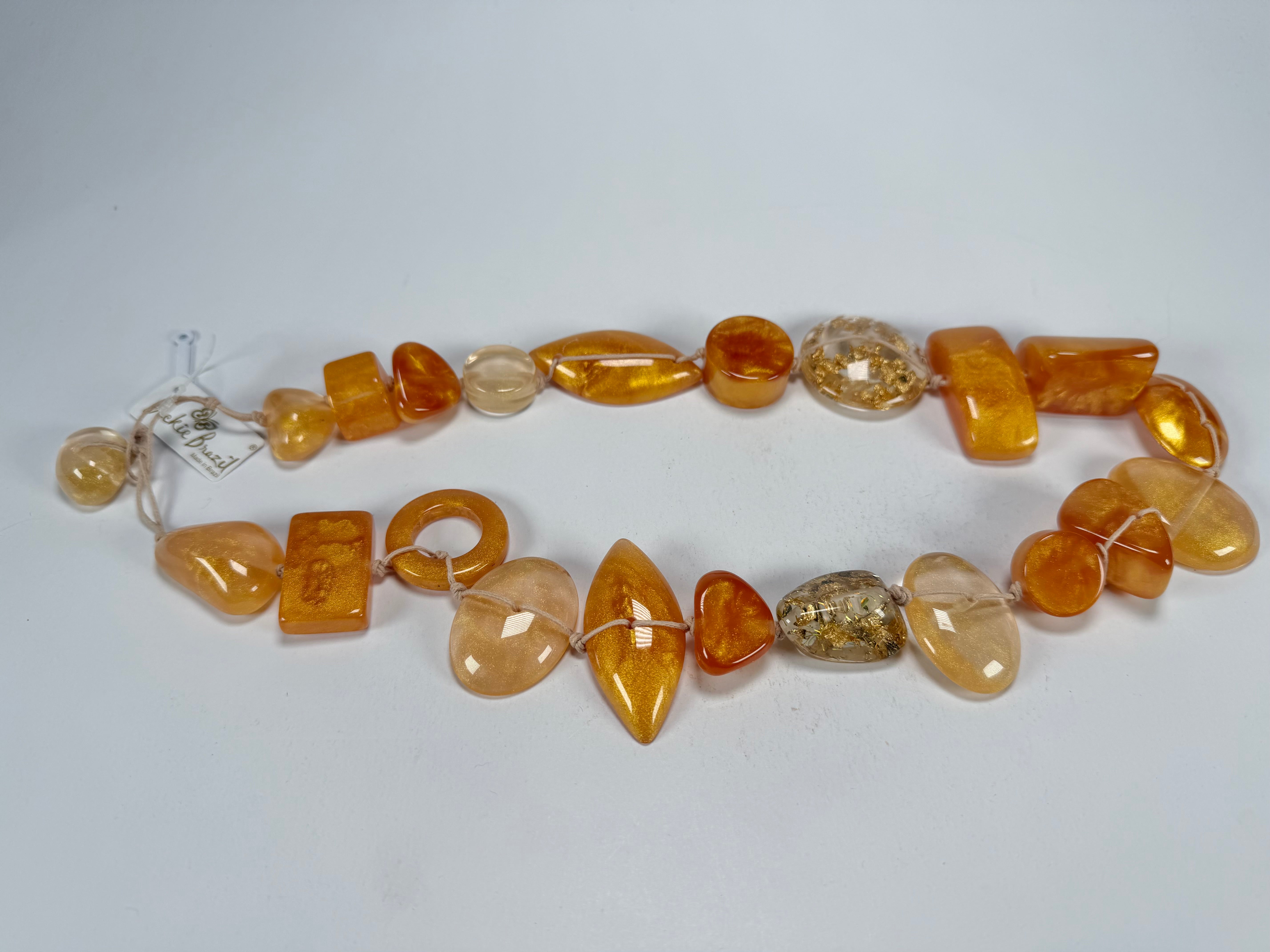 Jackie Brazil "Indiana" Gold Mix Multi-Bead Medium Resin 70cm Necklace ( N0033 )