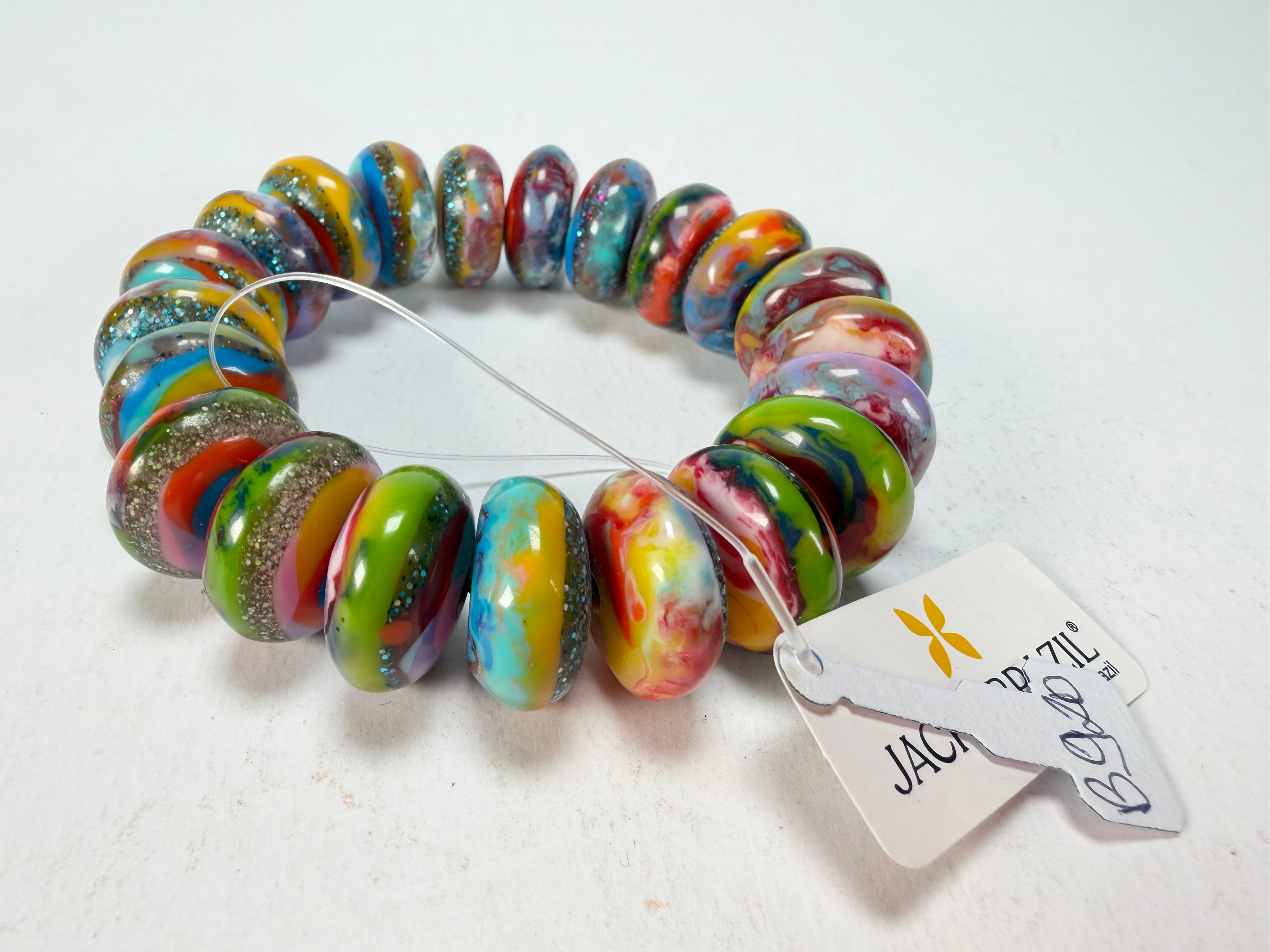 Jackie Brazil "Bela" Kandinsky Elasticated Mini Wheels Resin Bracelet ( B0920 )